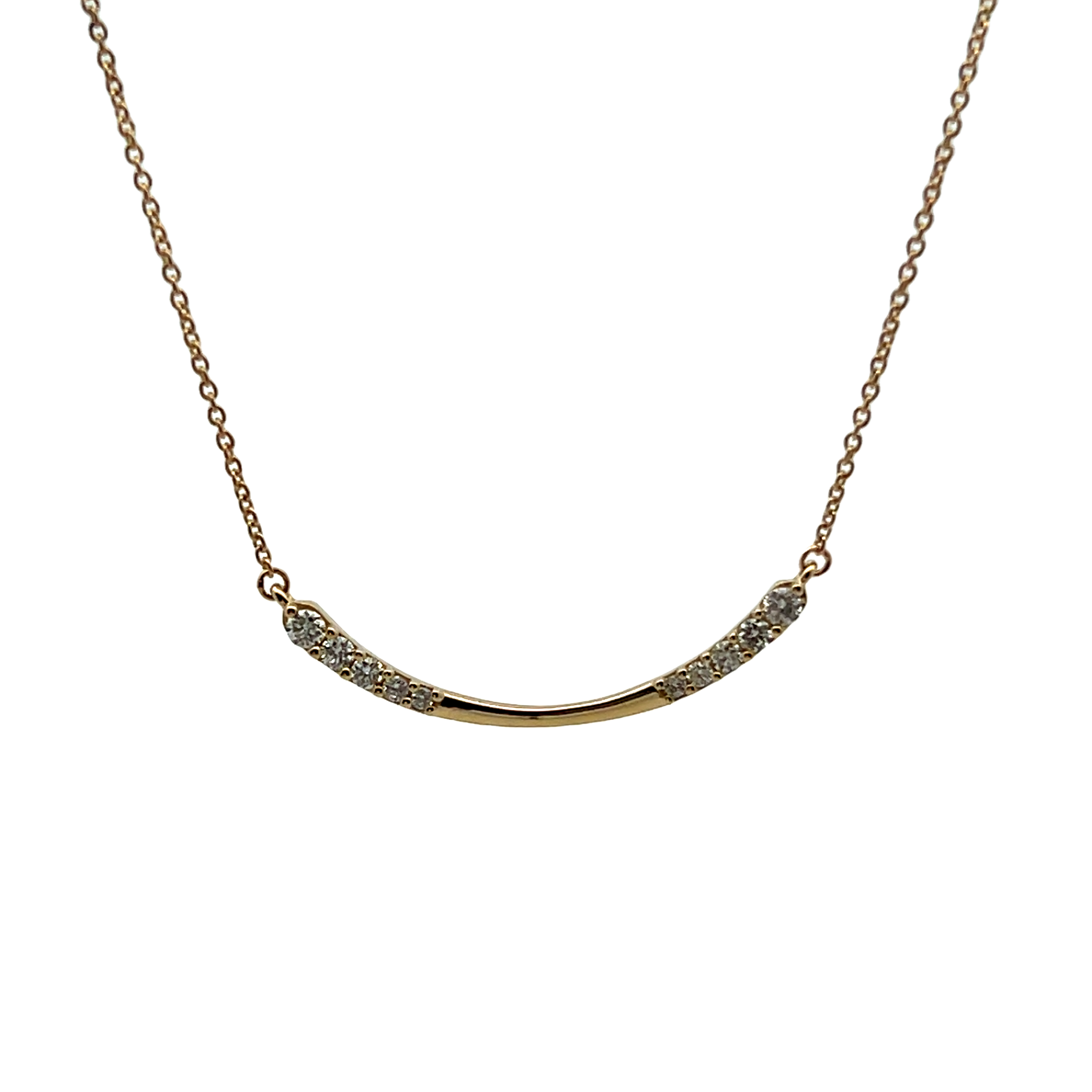 14k Yellow Gold Diamond Bar Necklace