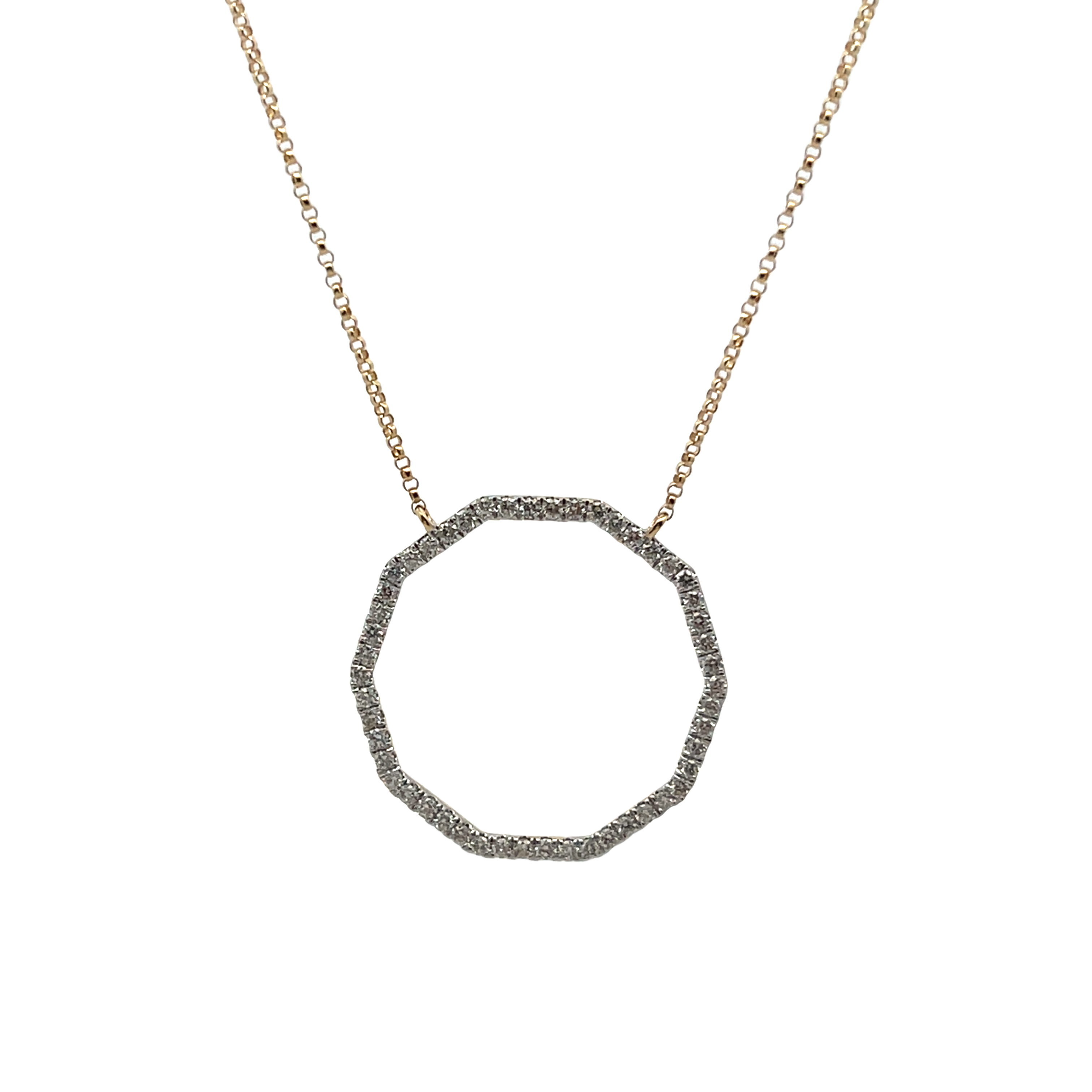 14k Yellow Gold Diamond Circle Necklace