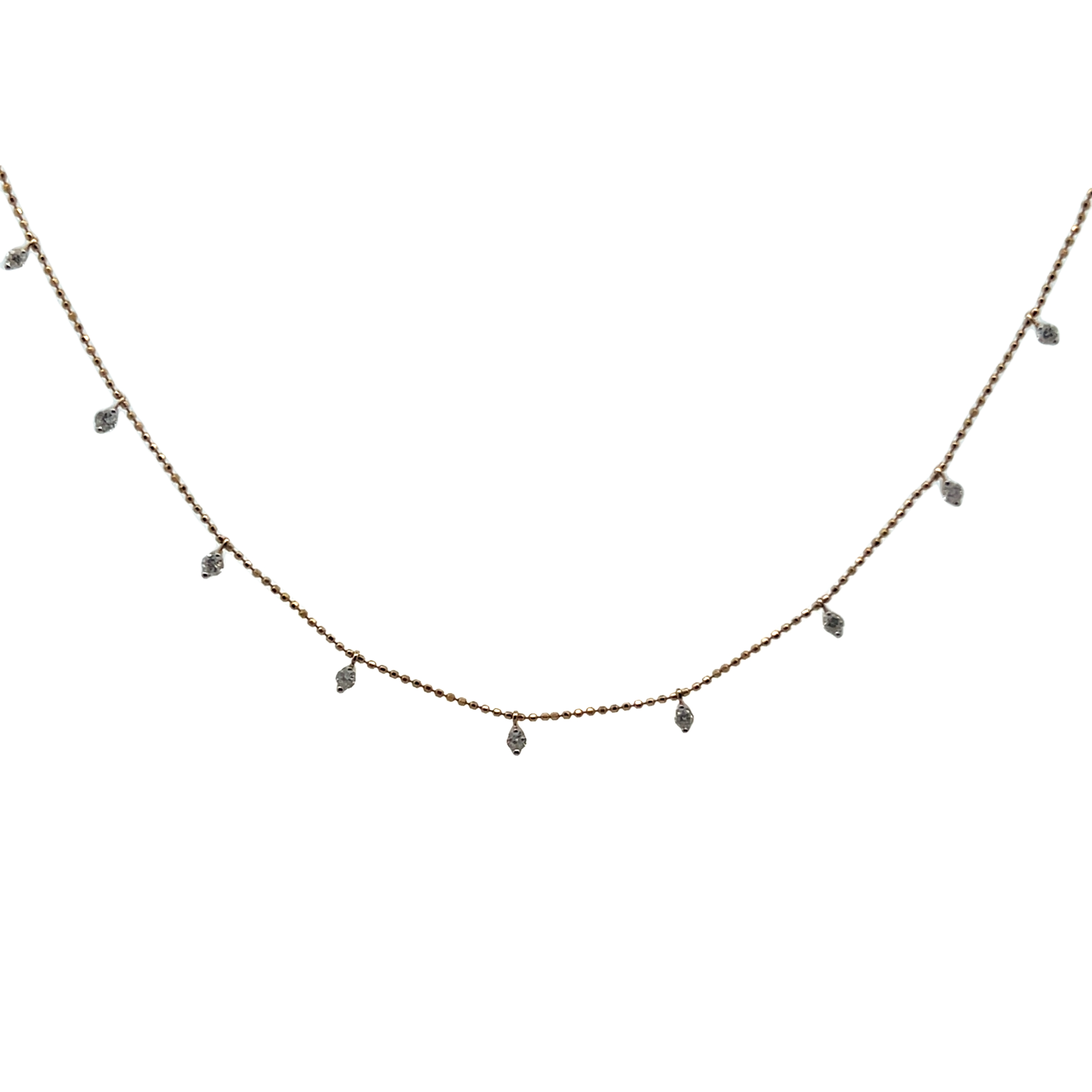 14k Yellow Gold Diamond Station Necklace