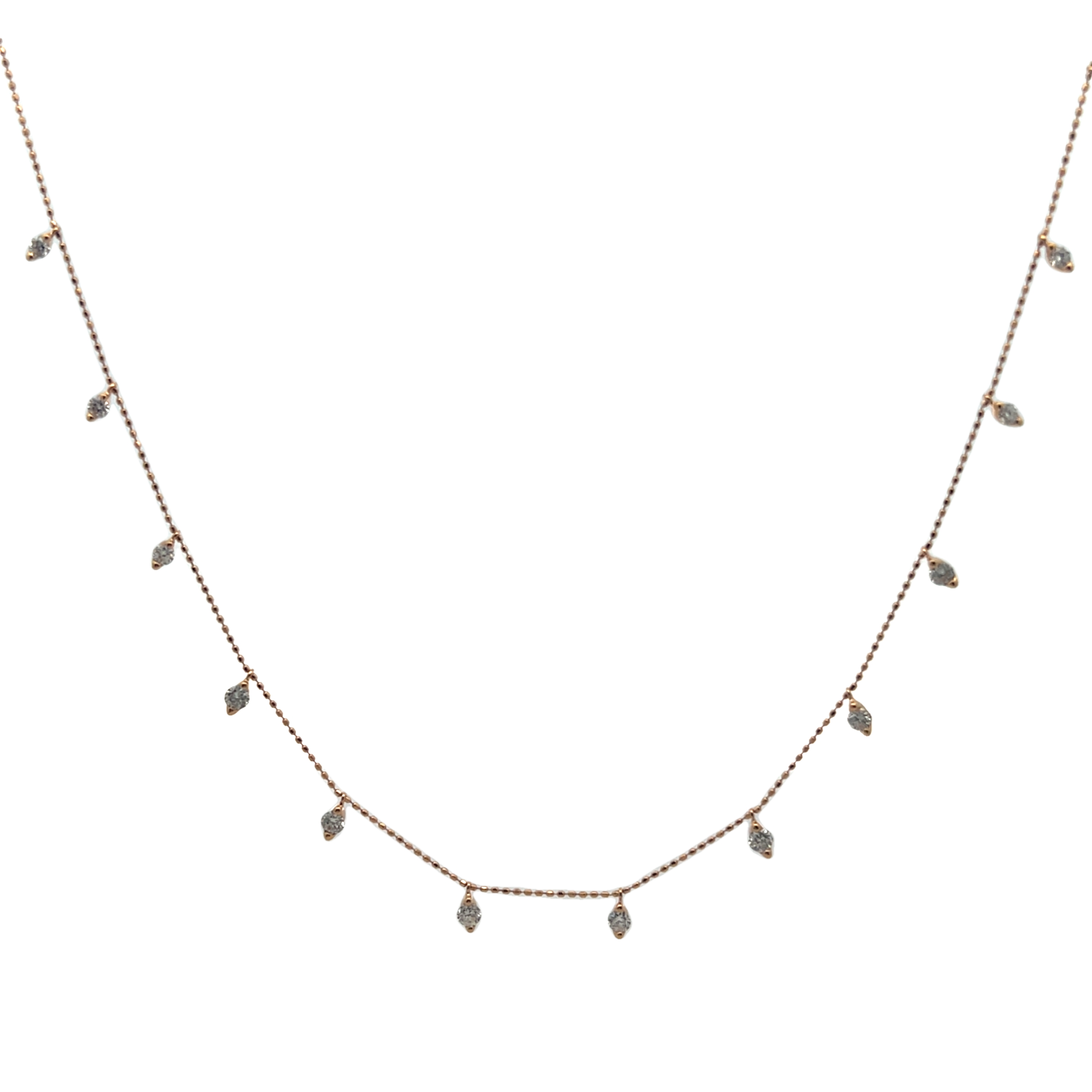 14k Yellow Gold Diamond Station Necklace