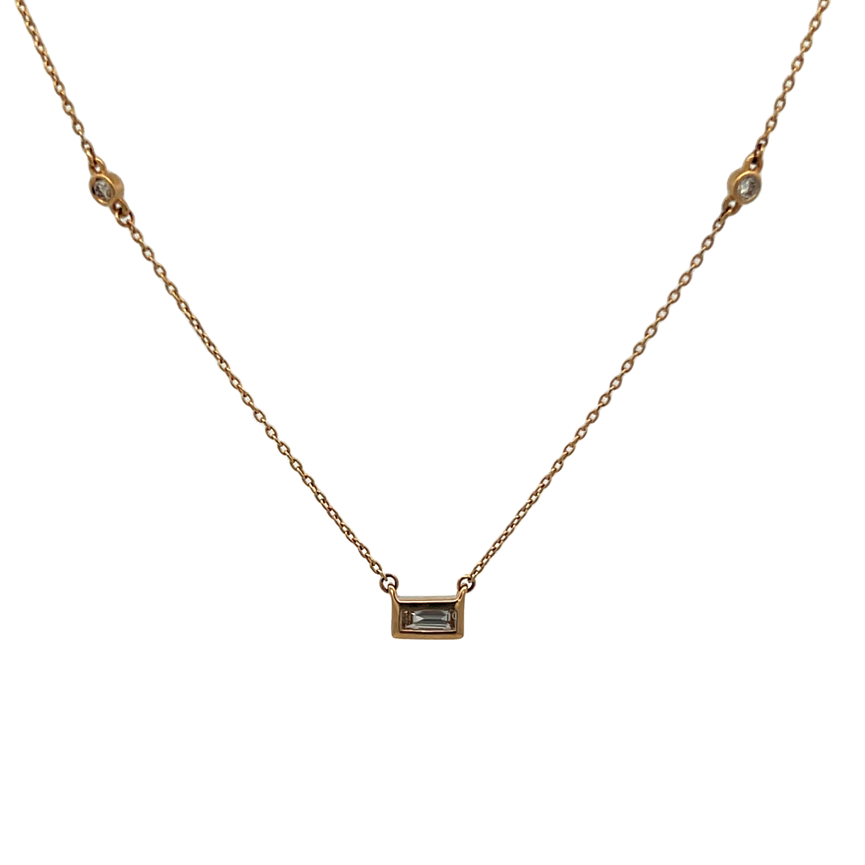 14k Yellow Gold Emerald Cut Diamond Necklace