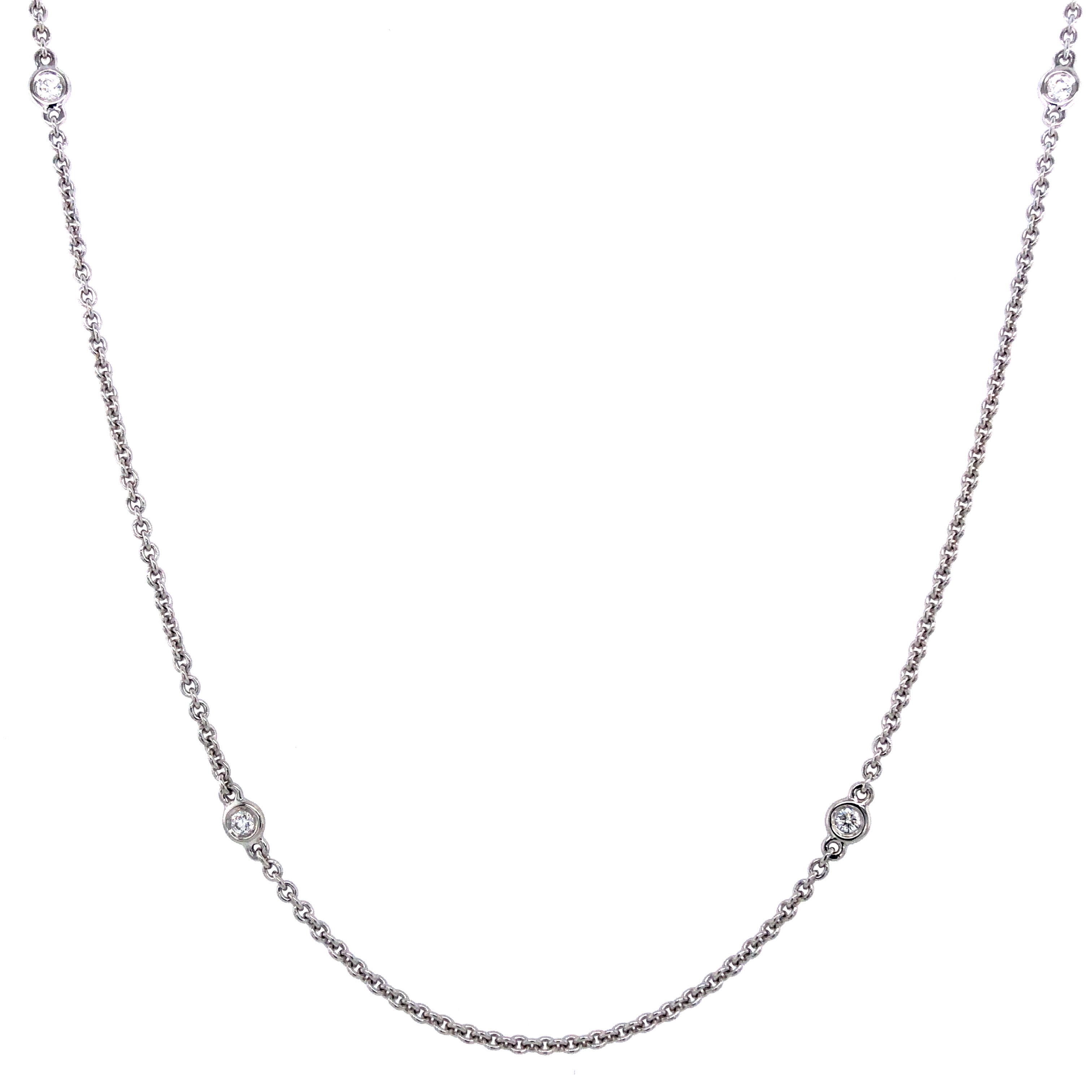 14k White Gold Diamonds By The Yard Necklace