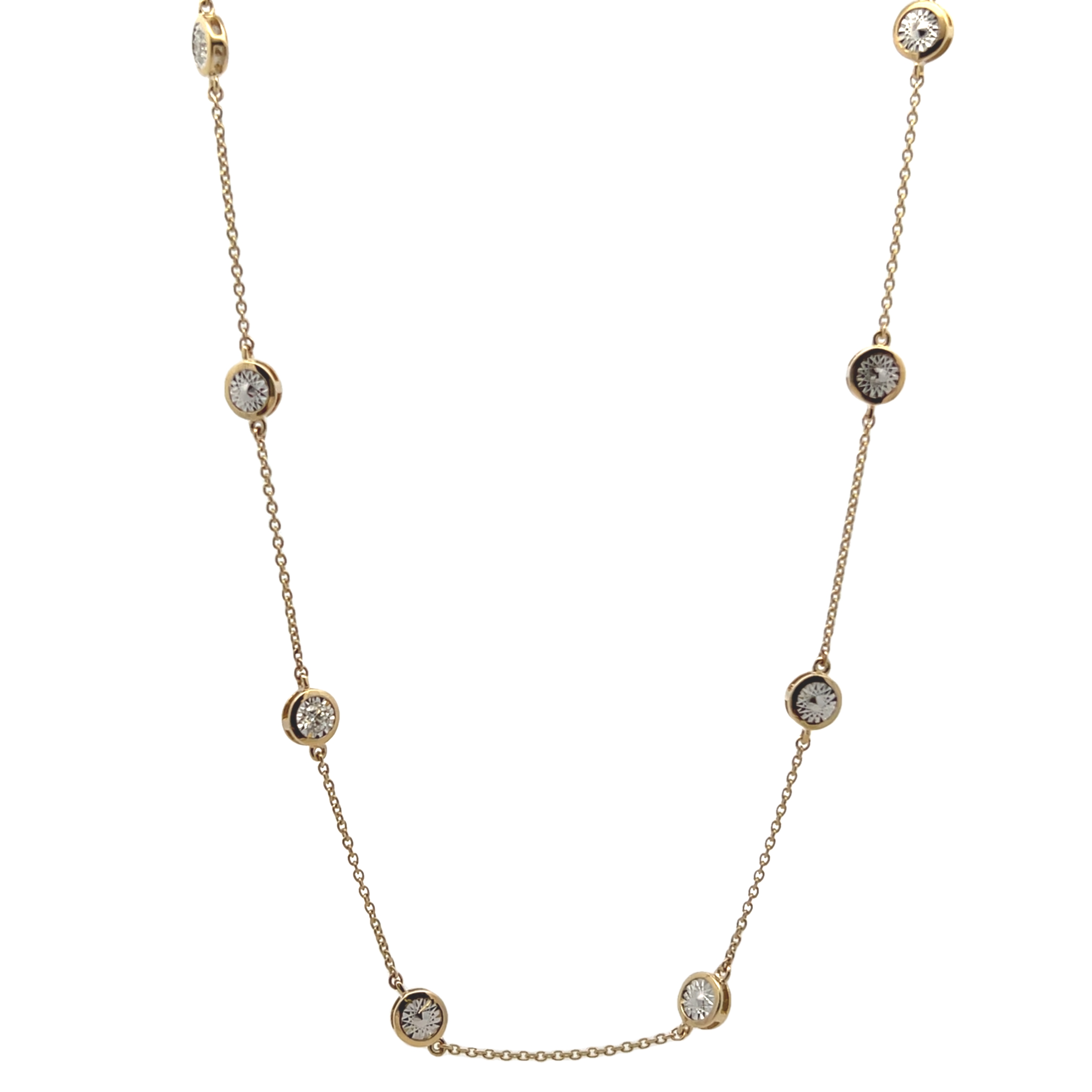 14k Yellow Gold Diamond Station Necklace