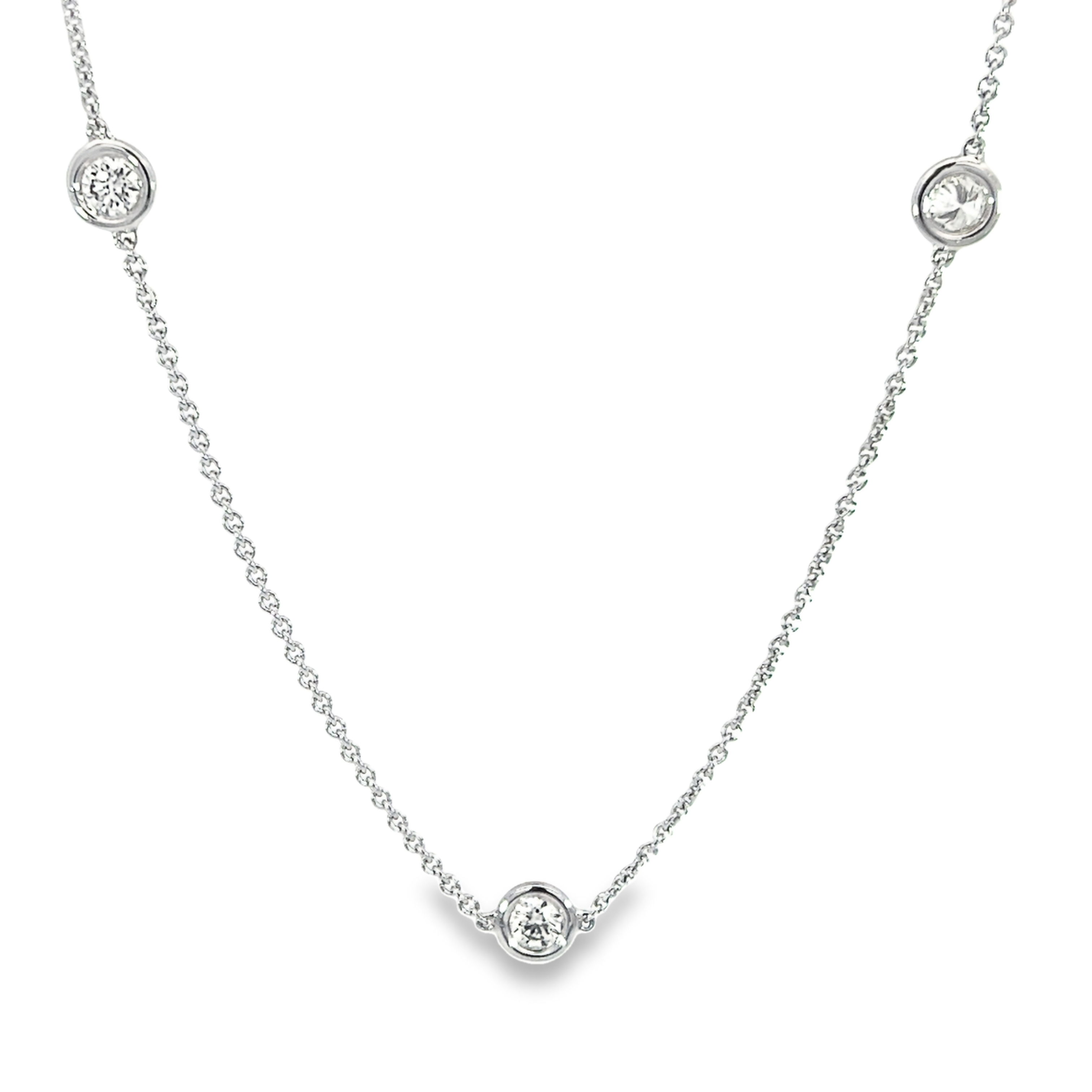 14k White Gold Diamonds By The Yard Necklace