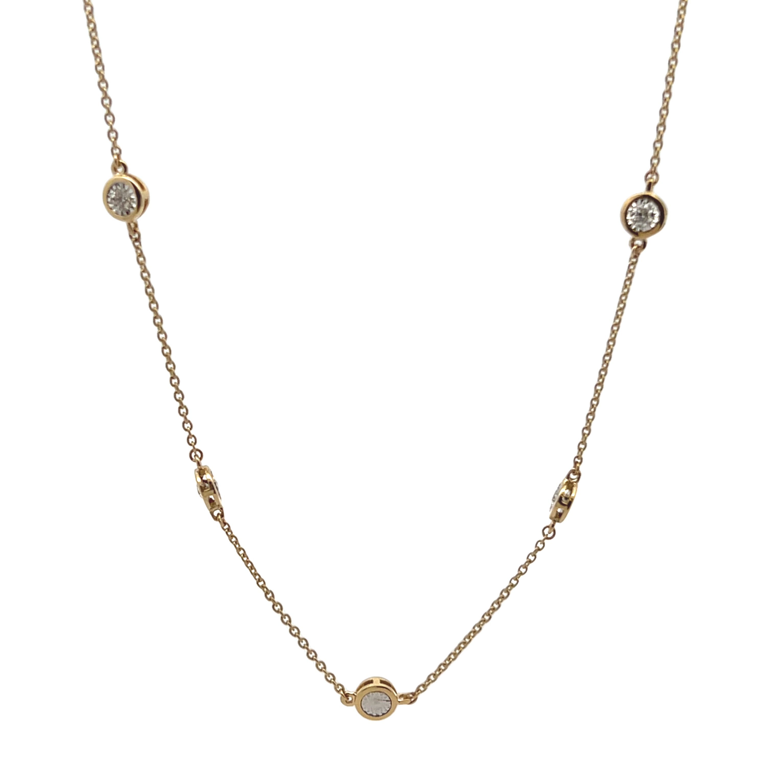 14k Yellow Gold Diamond Station Necklace