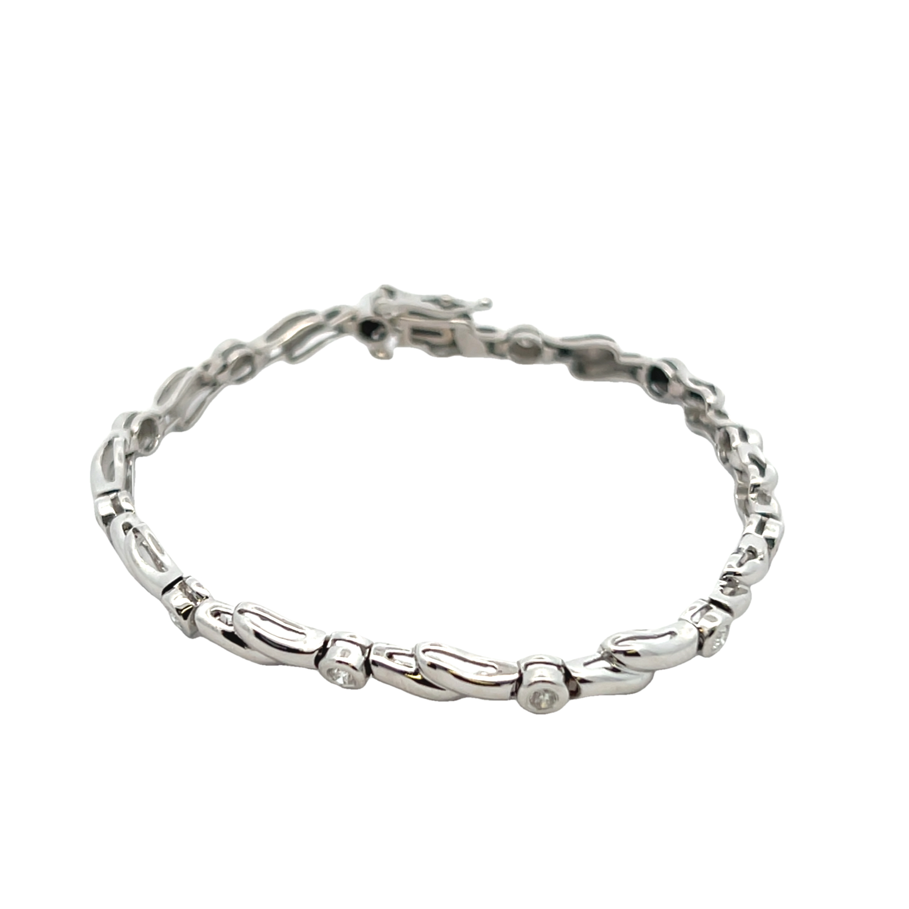 14k White Gold Diamond Link Bracelet