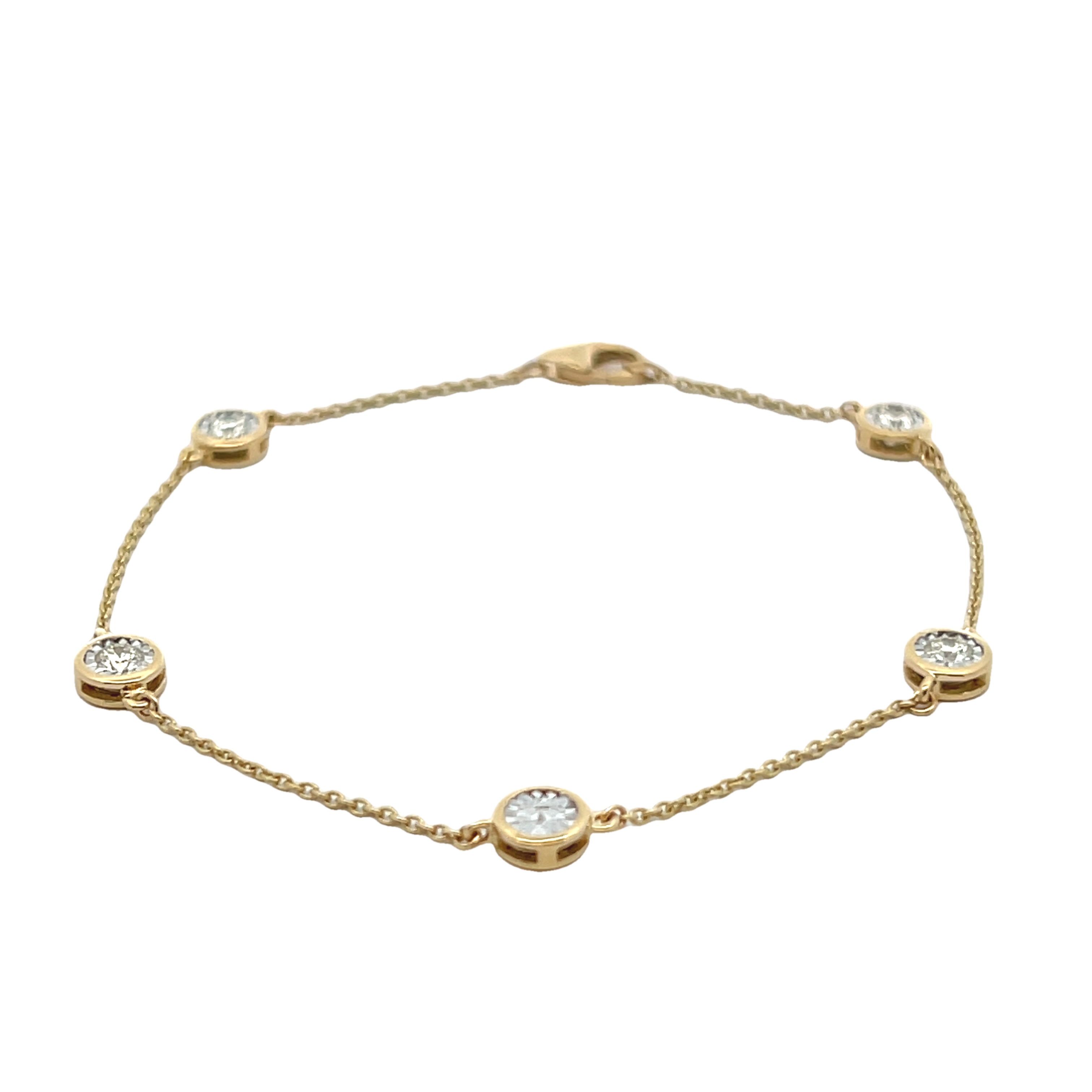 14k Yellow Gold Diamond Station Bracelet