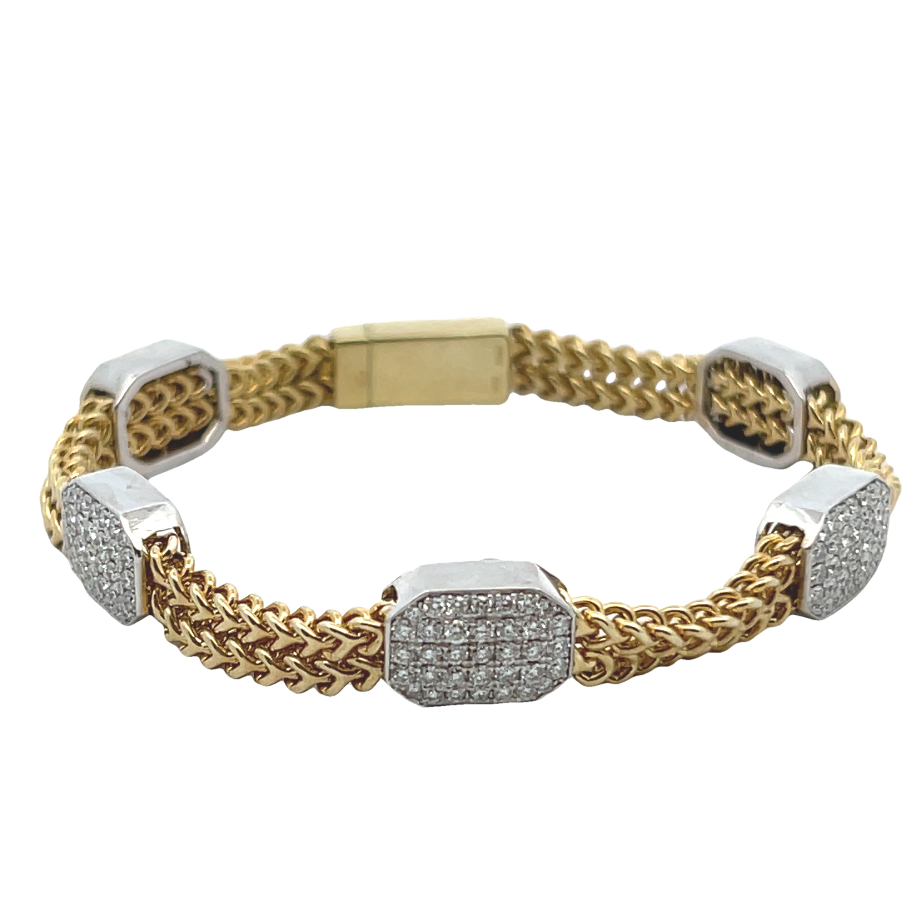 14k Yellow Gold Double Chain Diamond Bracelet