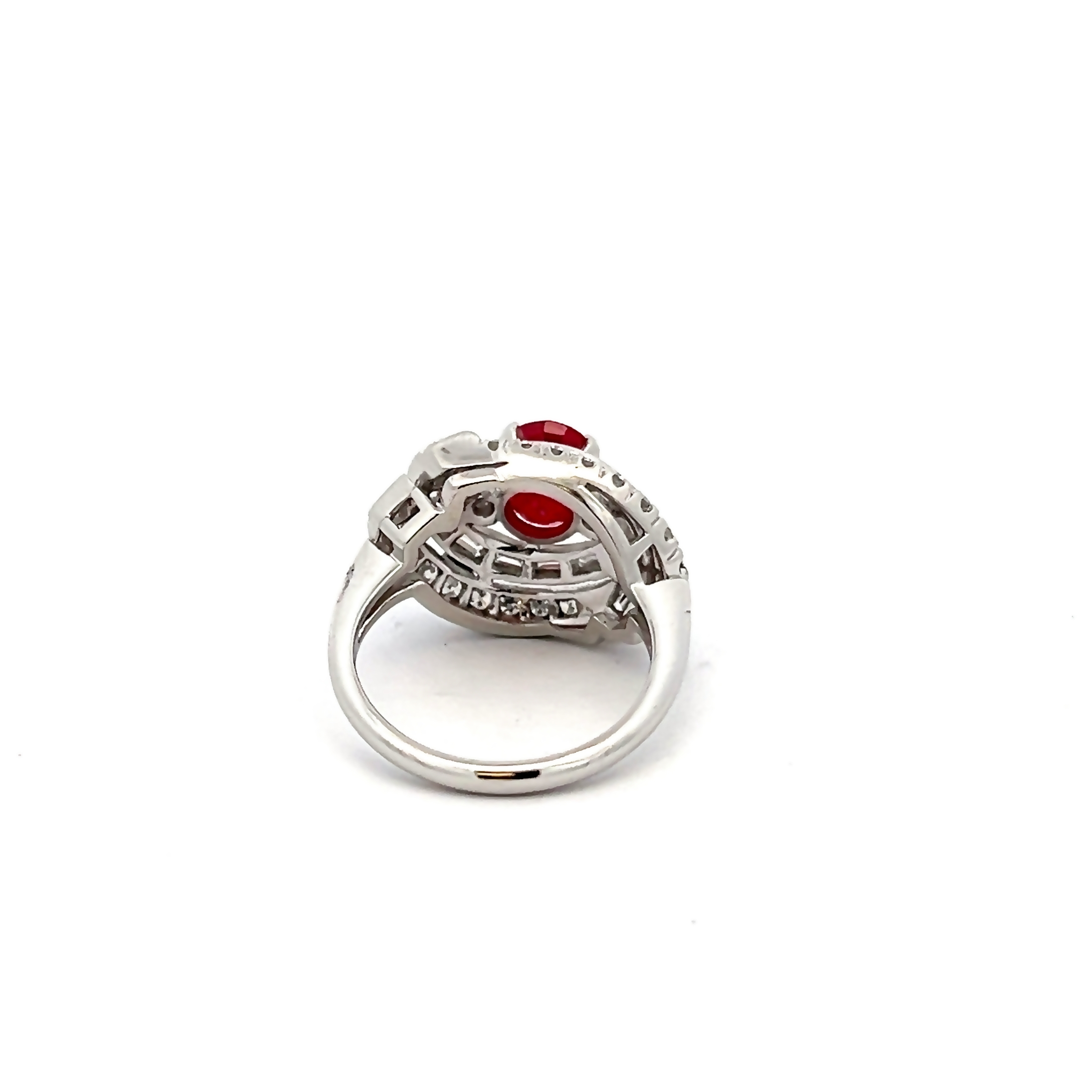Platinum Oval Ruby Ring With Diamonds