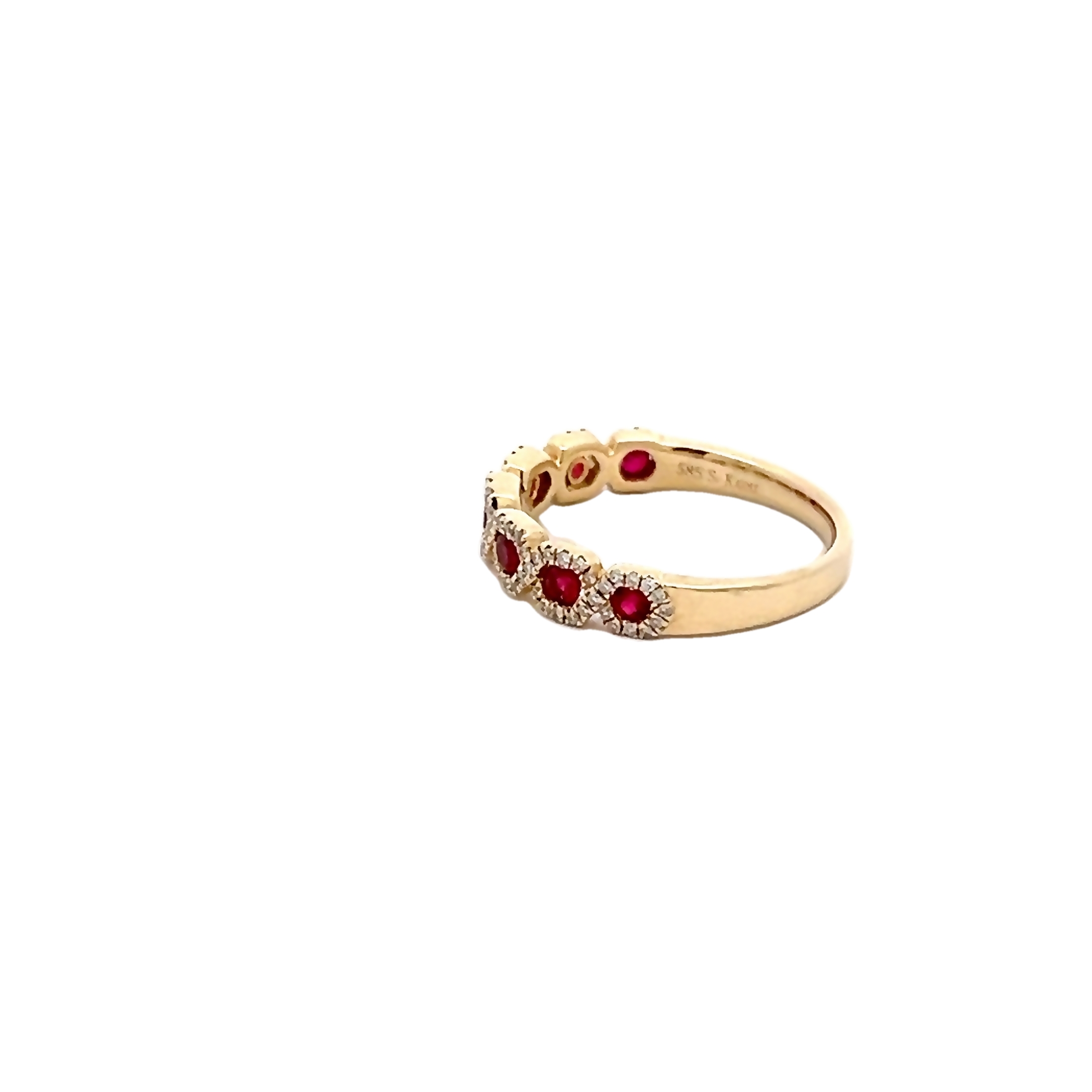 14k Yellow Gold Ruby And Diamond Halo Ring