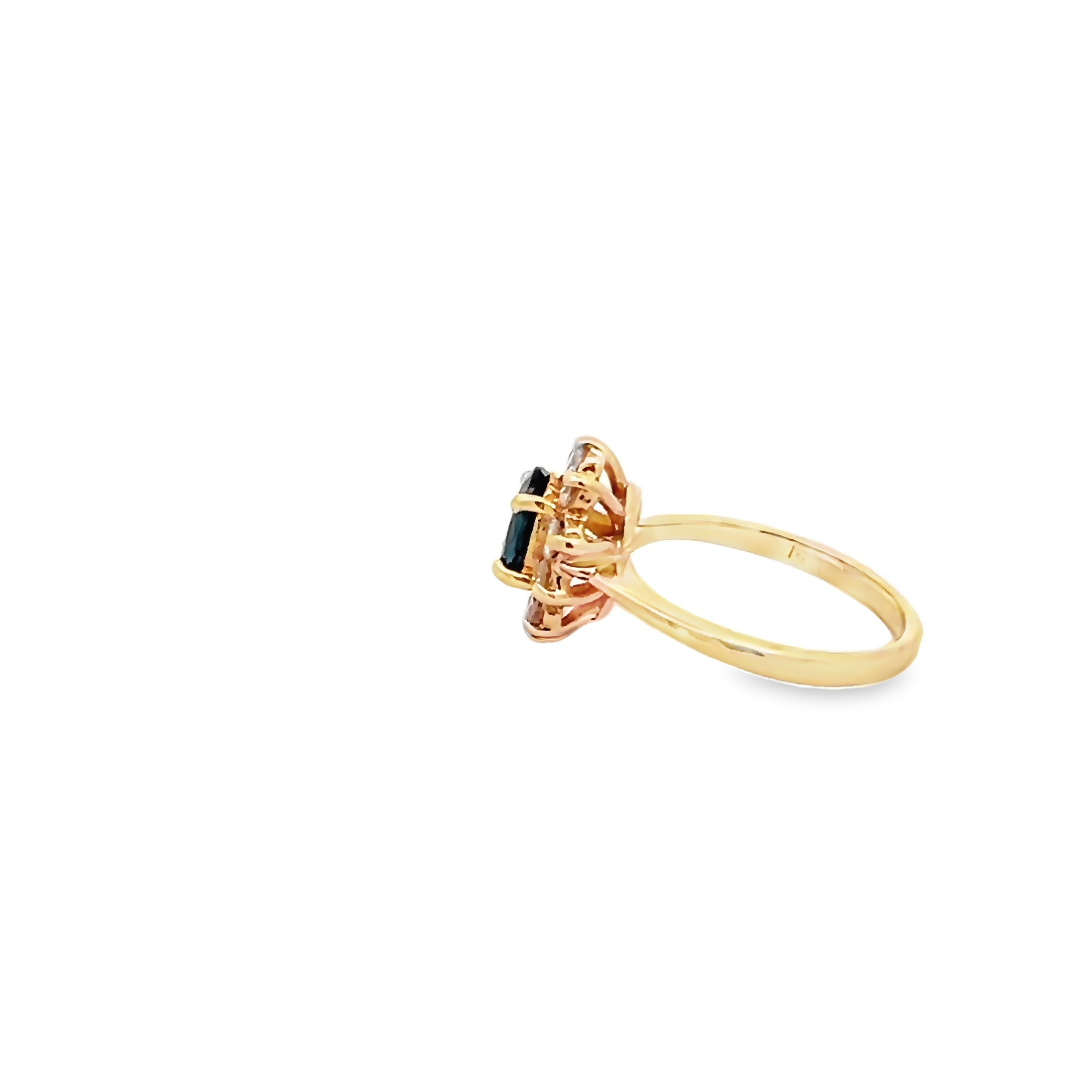 14k Yellow Gold Oval Sapphire With Diamond Halo Ring