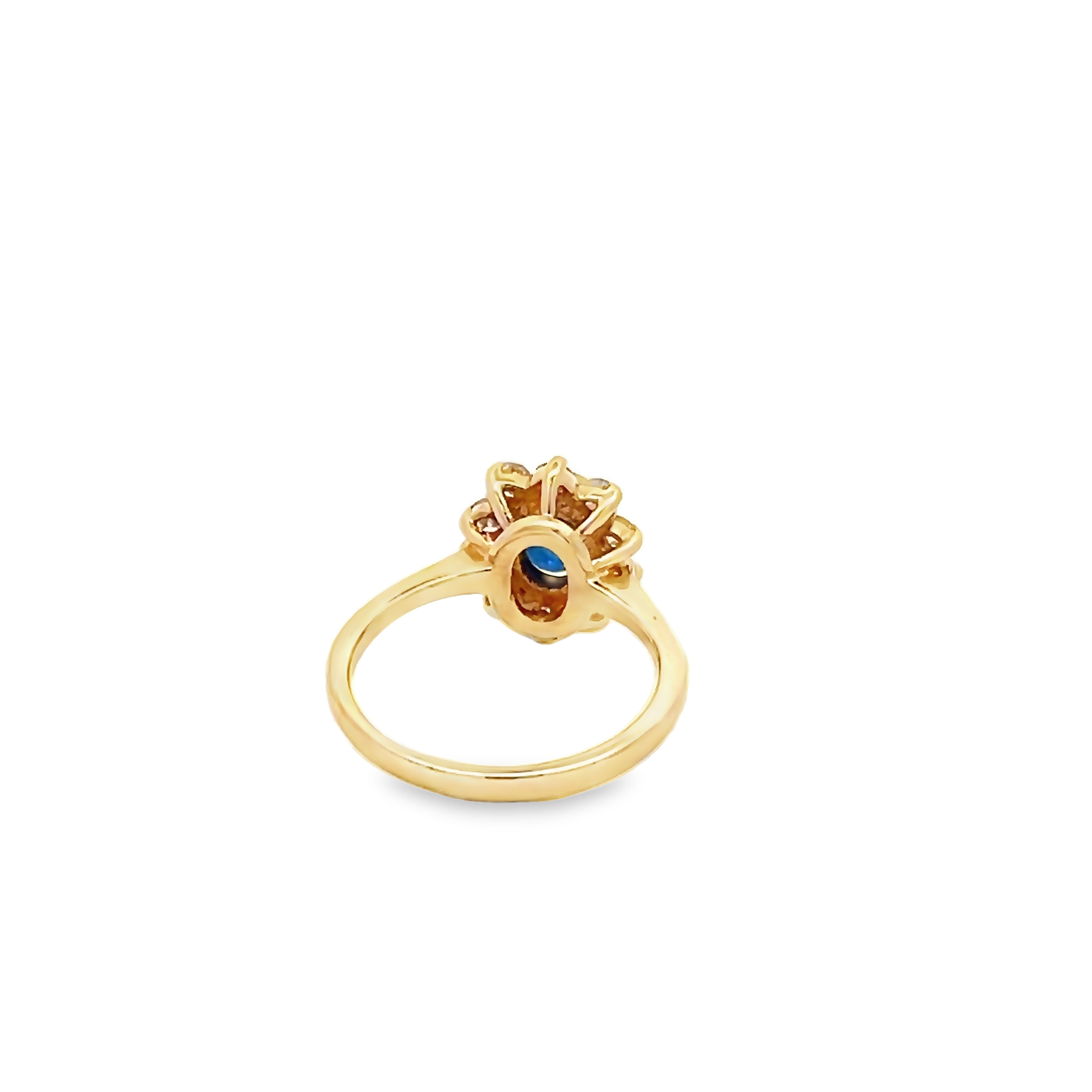 14k Yellow Gold Oval Sapphire With Diamond Halo Ring