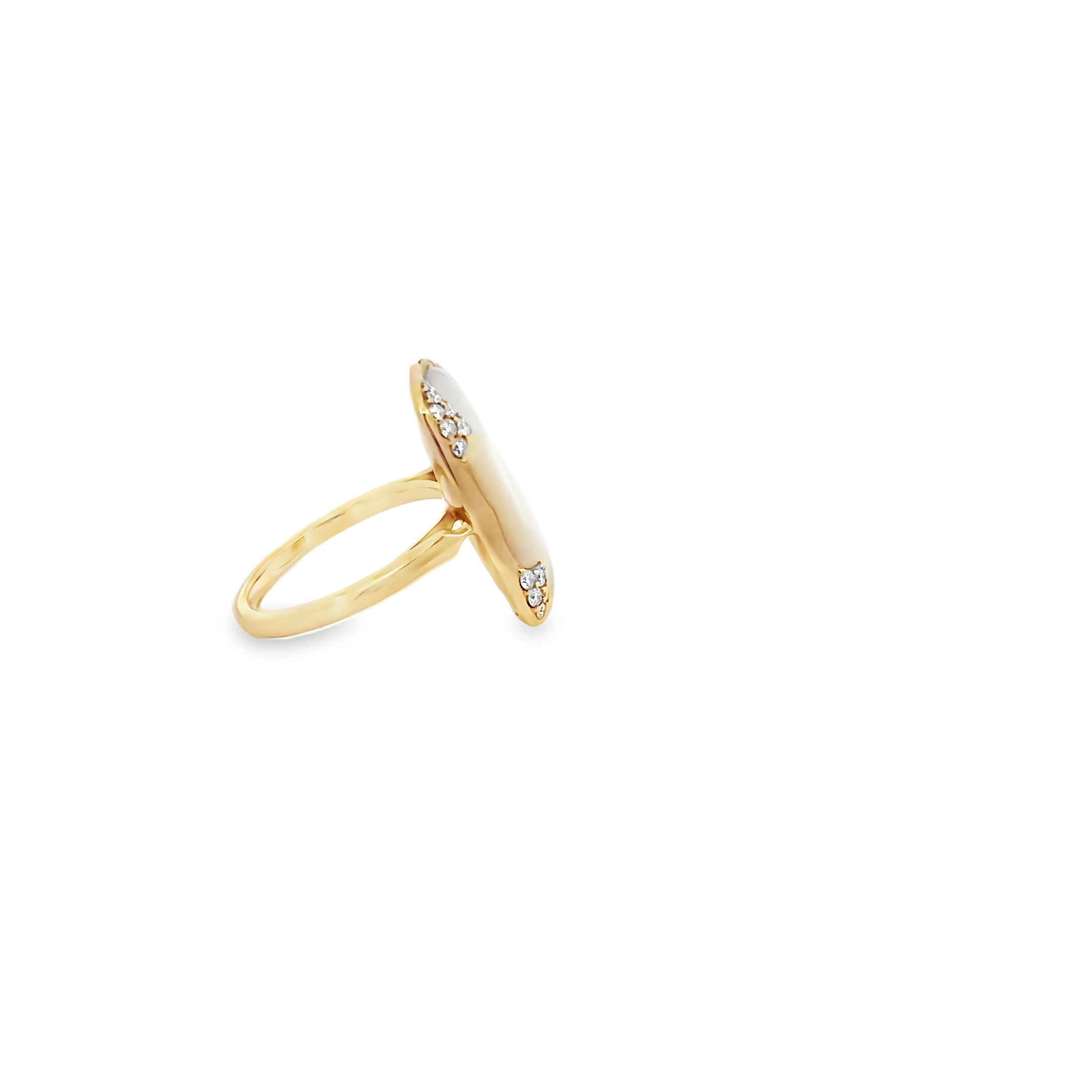 14k Yellow Gold Mother Of Pearl And Diamond Ring