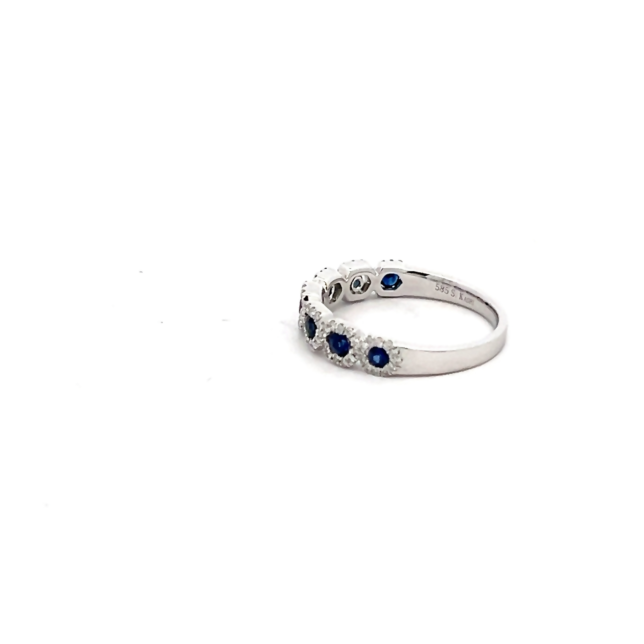 14k White Gold Sapphire And Diamond Halo Ring