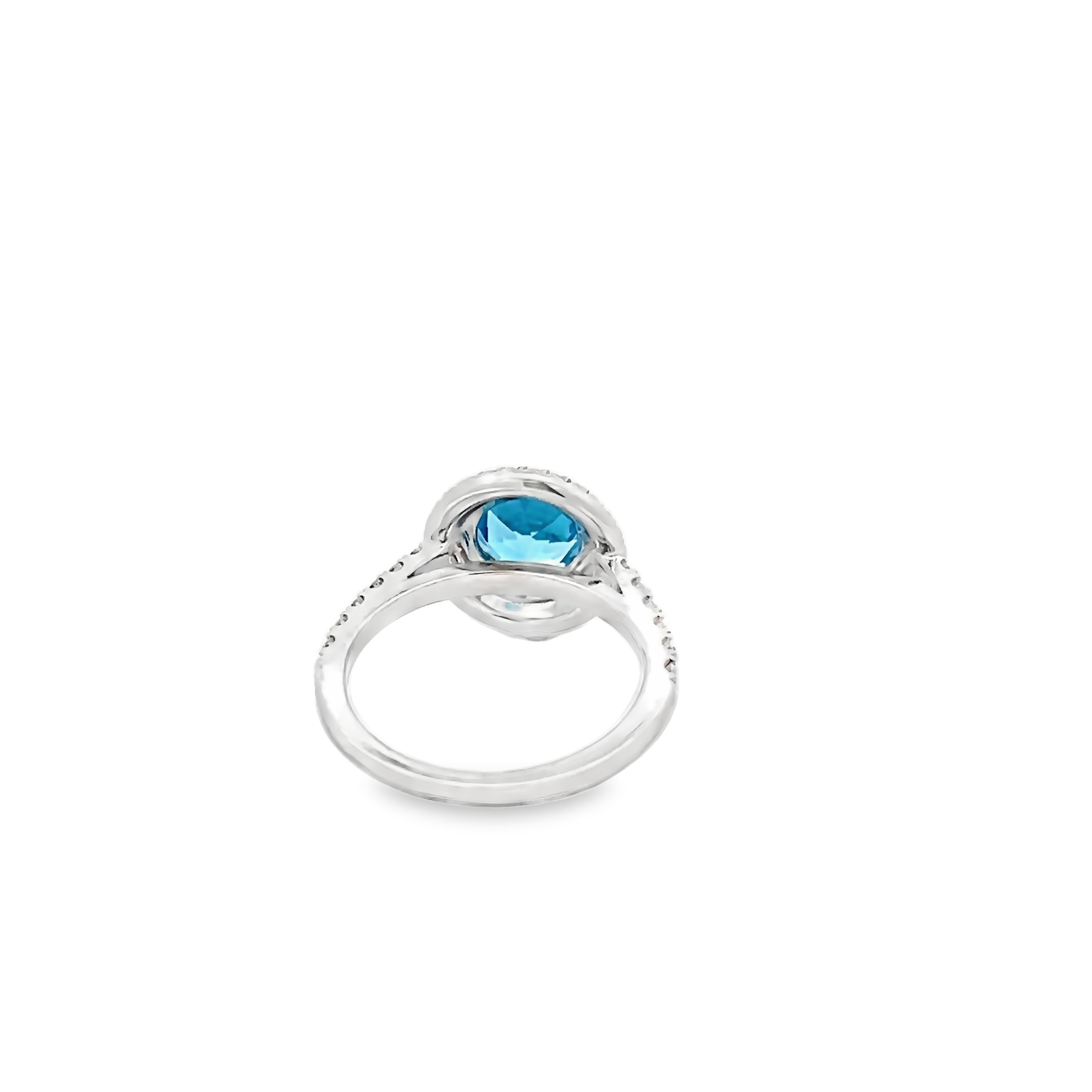 14k White Gold Blue Topaz Diamond Ring