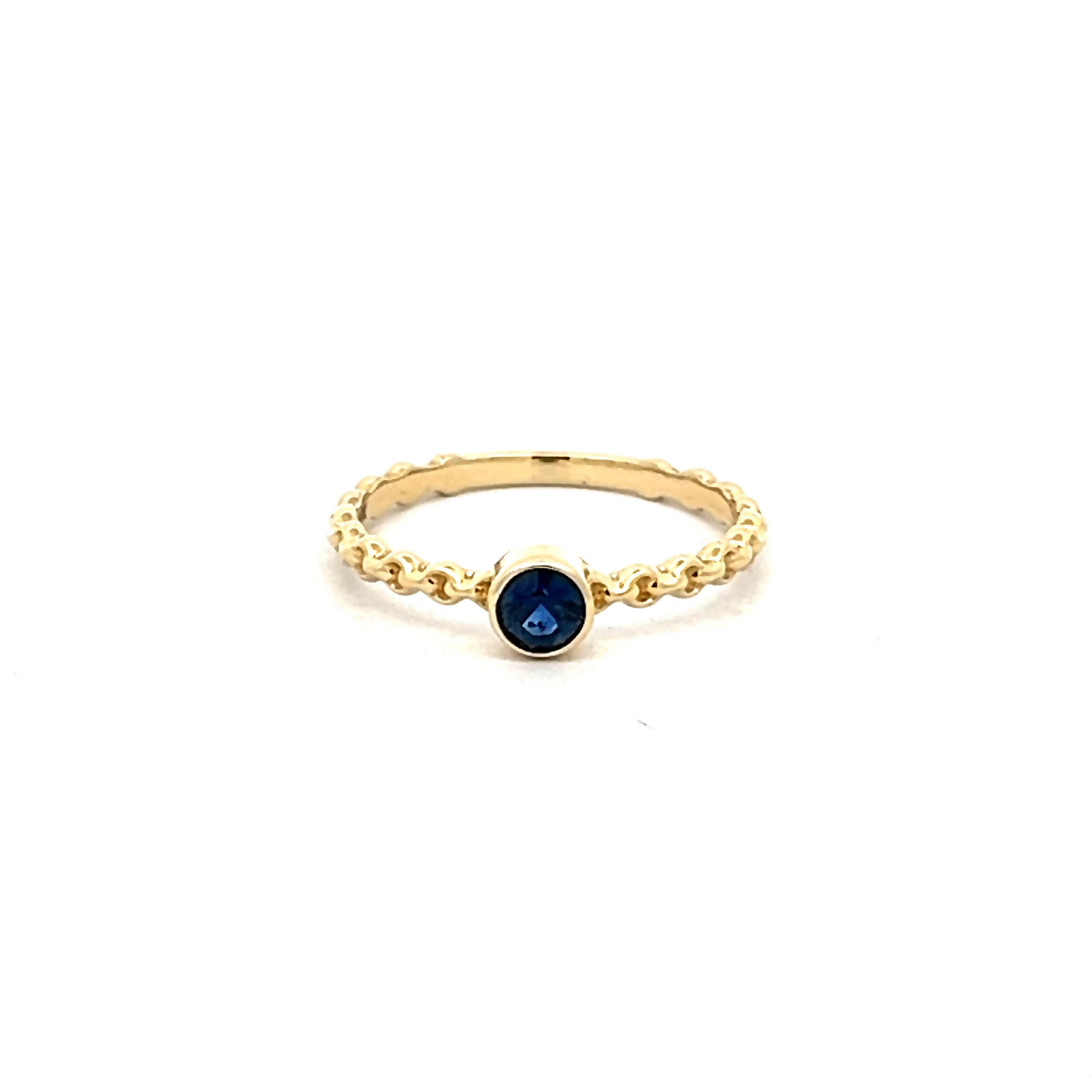 14k Yellow Gold Round Sapphire Ring
