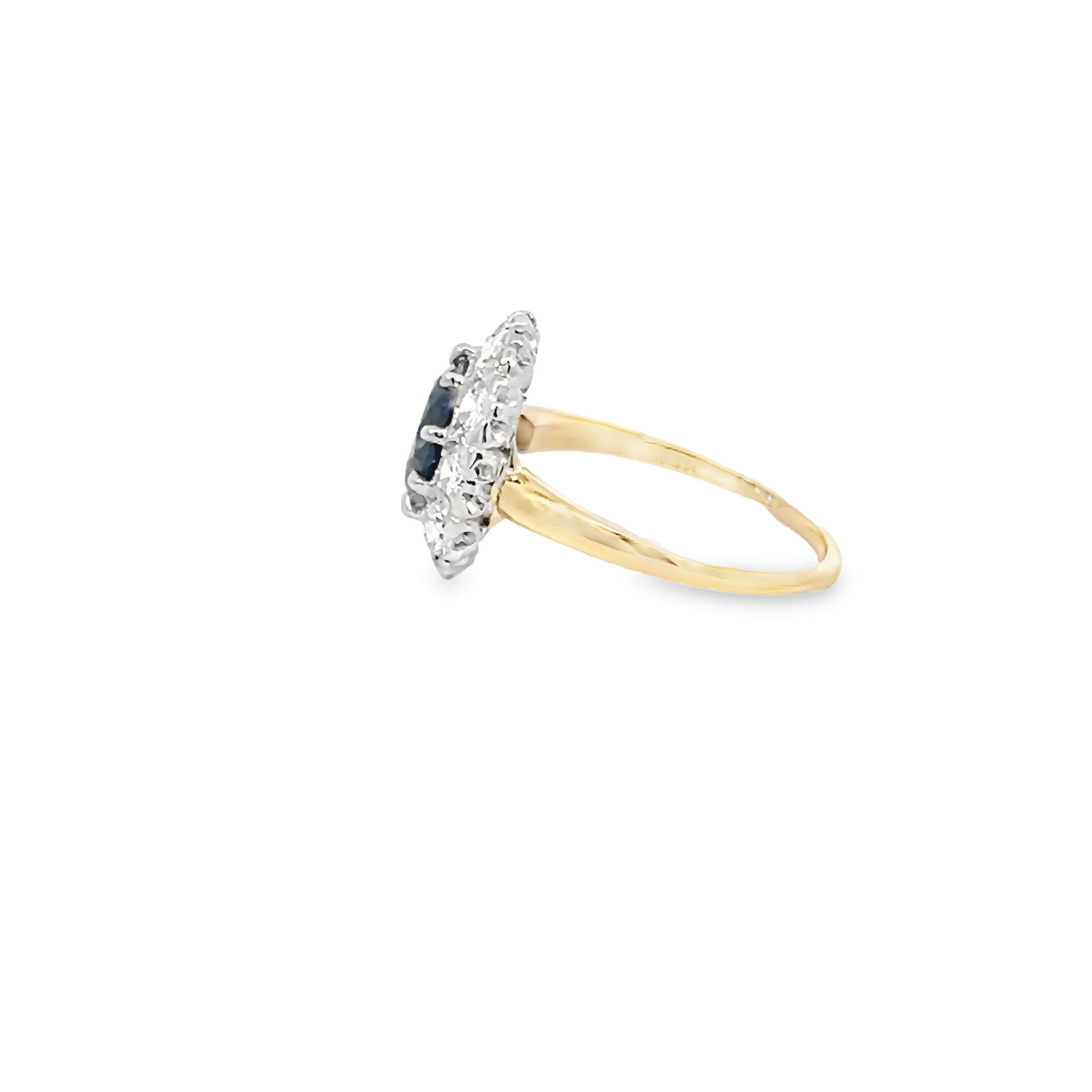 14k Yellow Gold And Platinum Sapphire And Diamond Ring