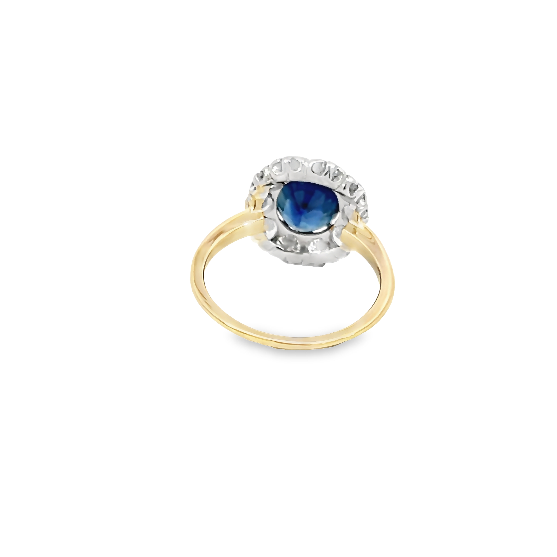 14k Yellow Gold And Platinum Sapphire And Diamond Ring