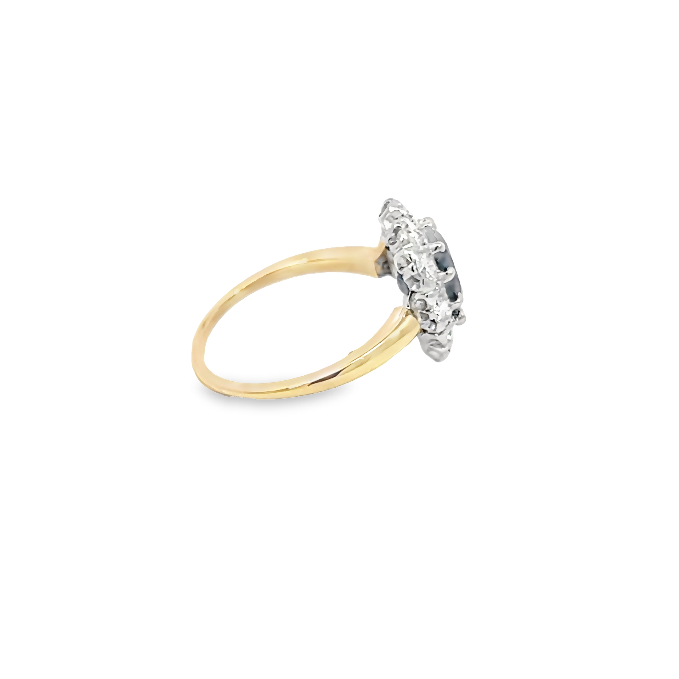 14k Yellow Gold And Platinum Sapphire And Diamond Ring