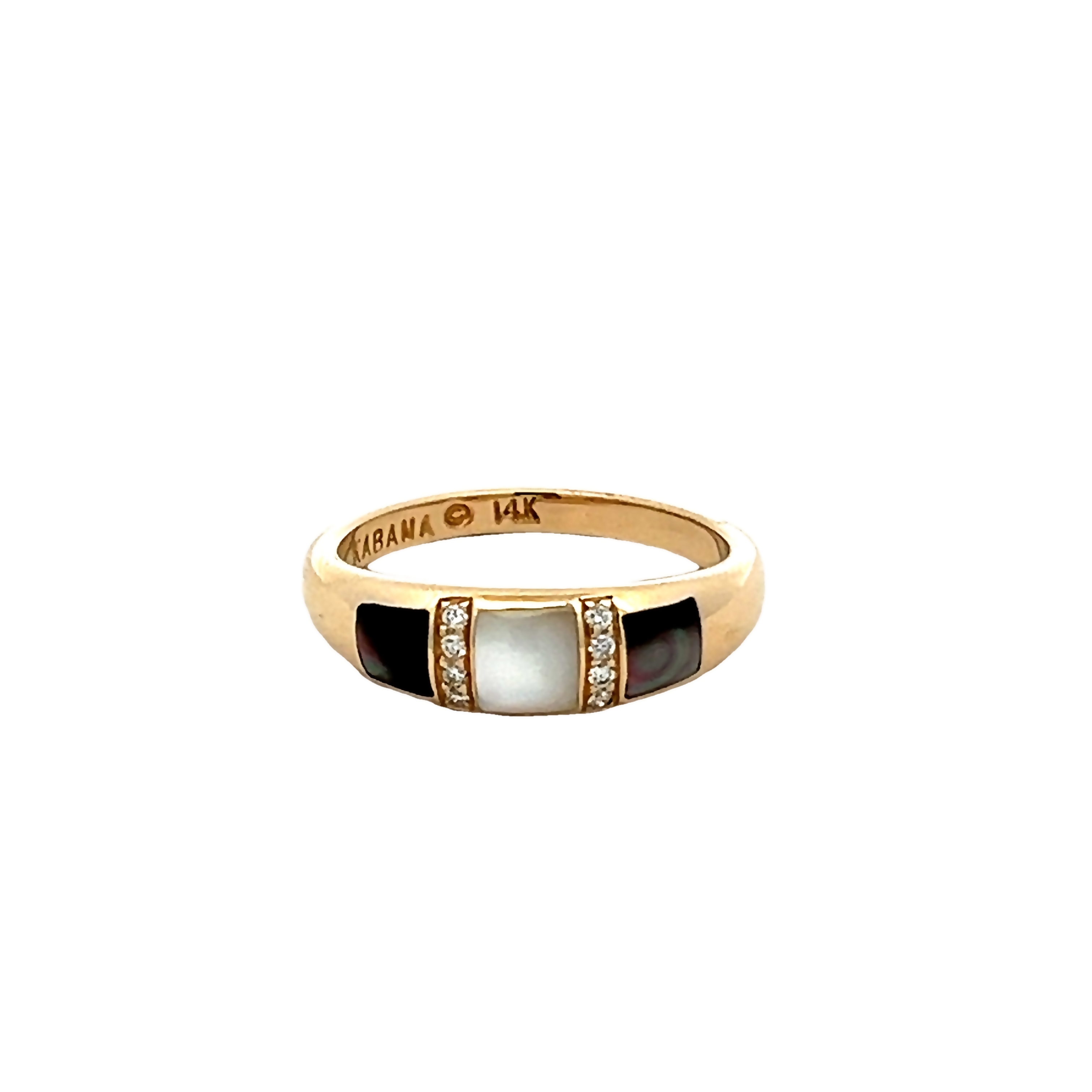 14k Yellow Gold Mother Of Pearl And Diamond Ring