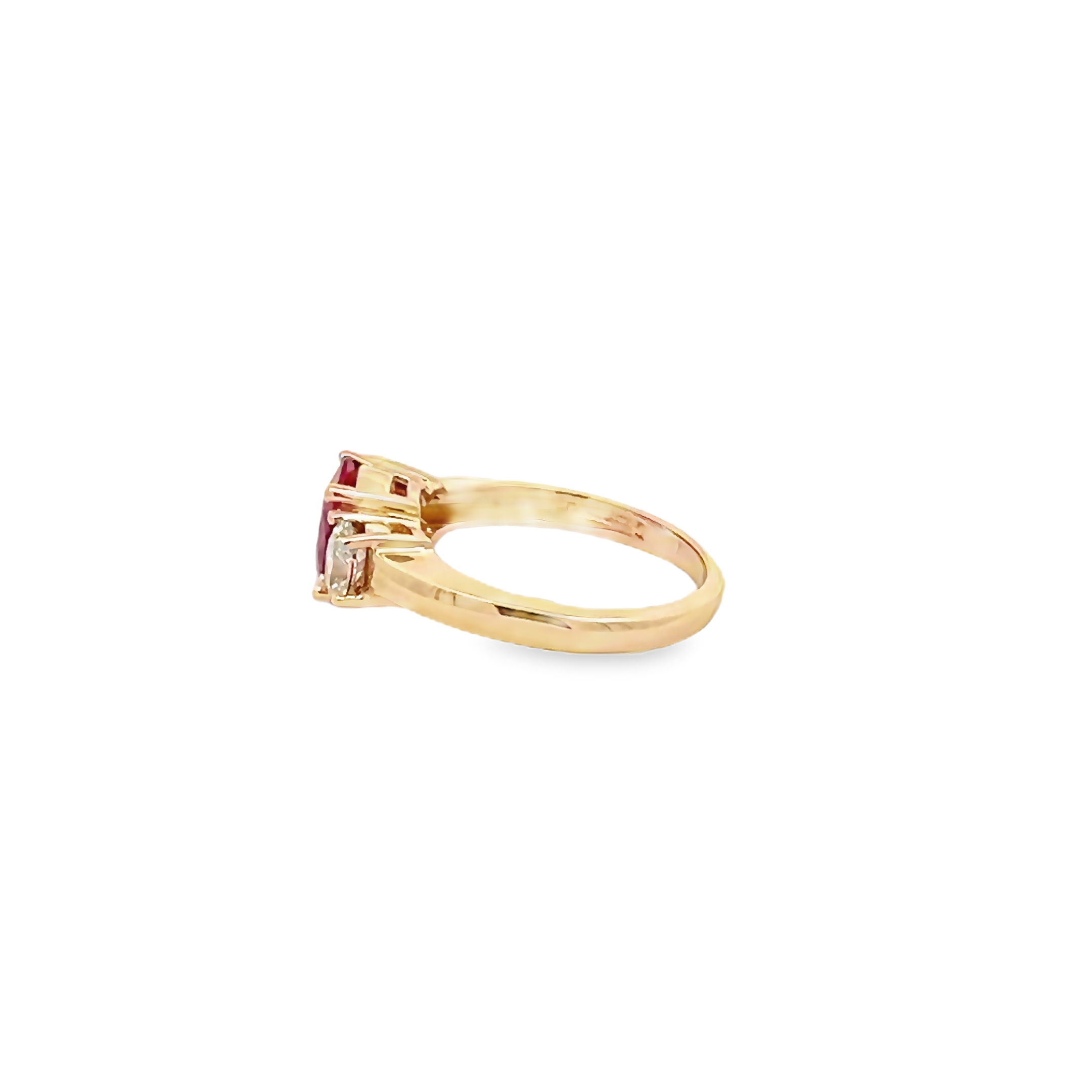 14k Yellow Gold Ruby And Diamond Ring