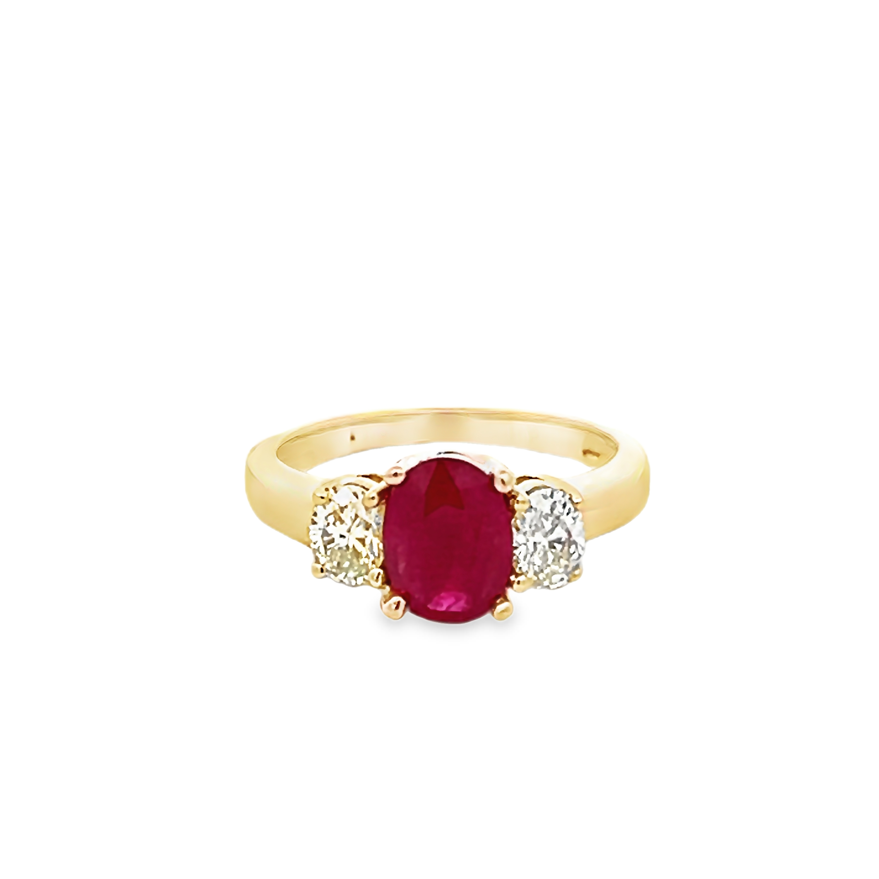 14k Yellow Gold Ruby And Diamond Ring