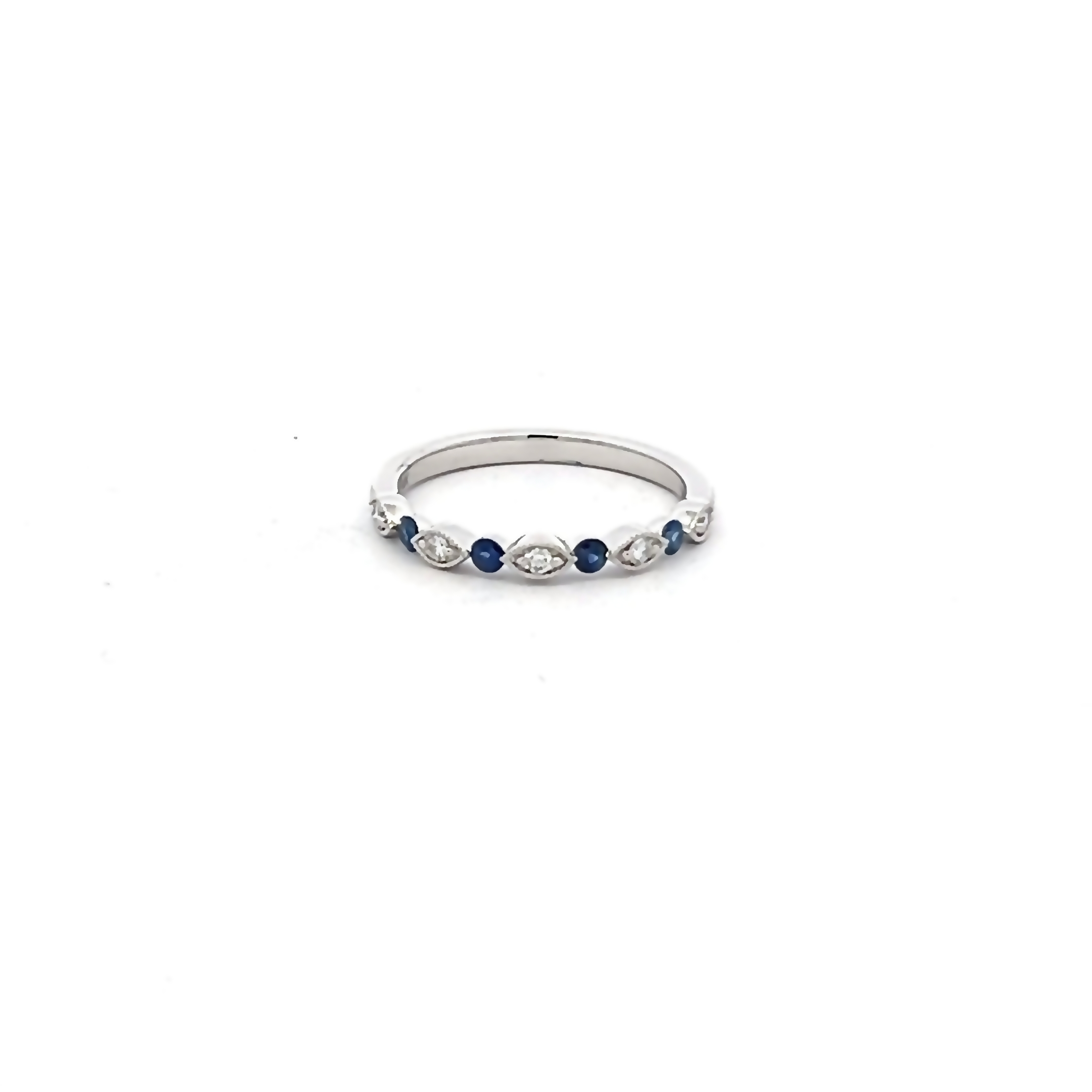 14k White Gold Diamond And Sapphire Band