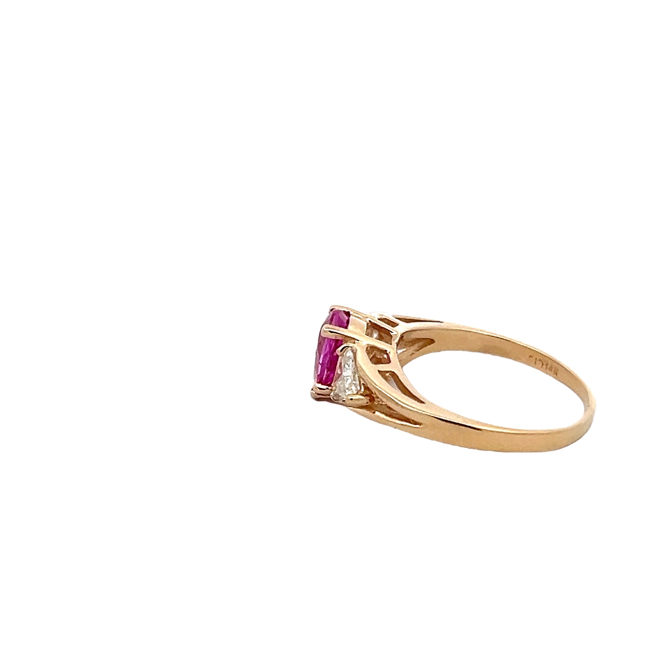 14k Pink Saphhire Diamond Ring