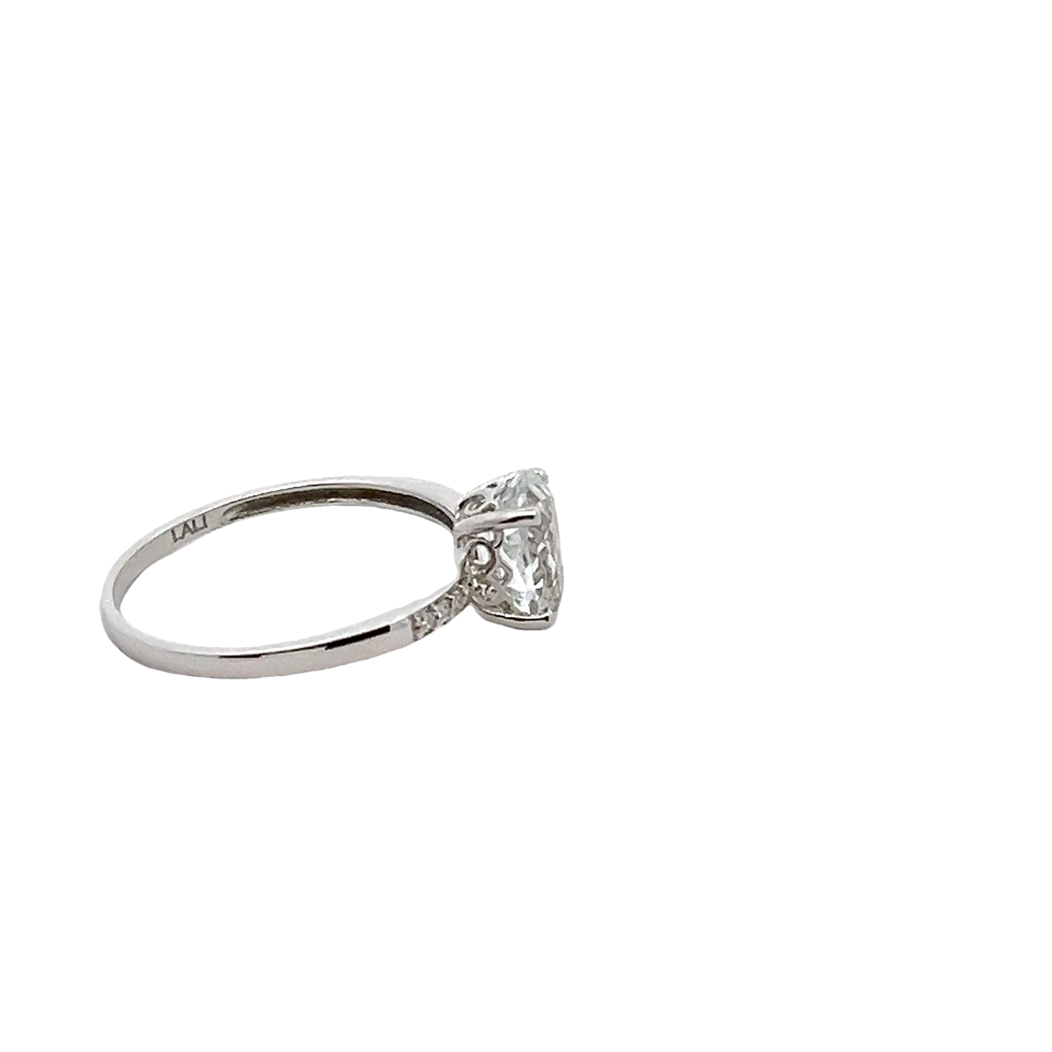 14k White Gold Diamond And White Topaz Ring