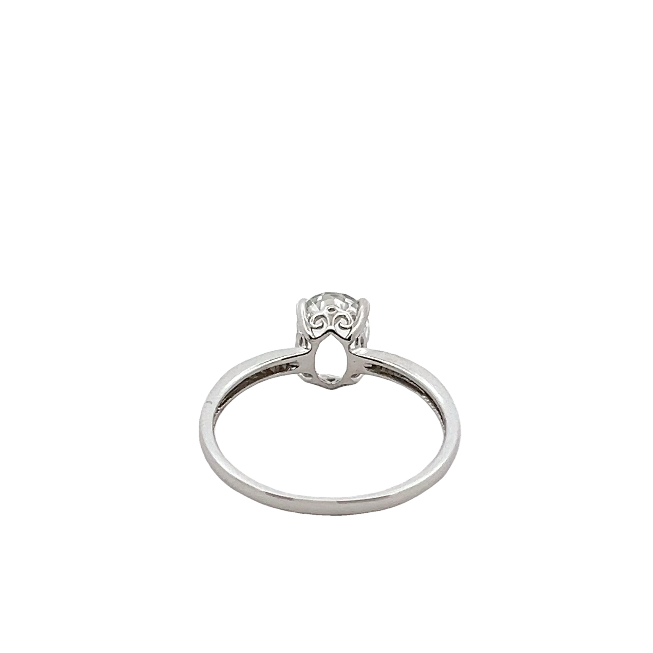 14k White Gold Diamond And White Topaz Ring