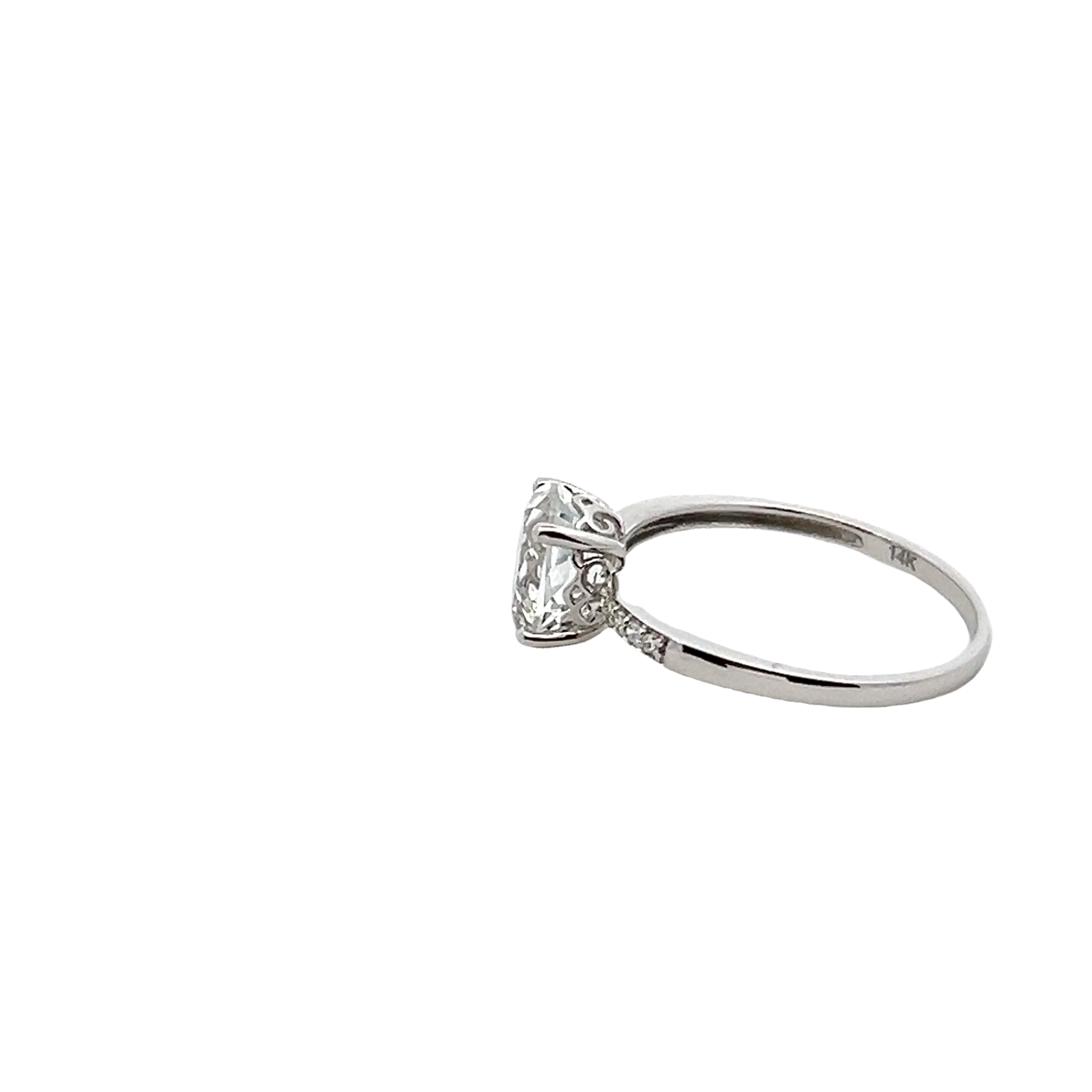 14k White Gold Diamond And White Topaz Ring