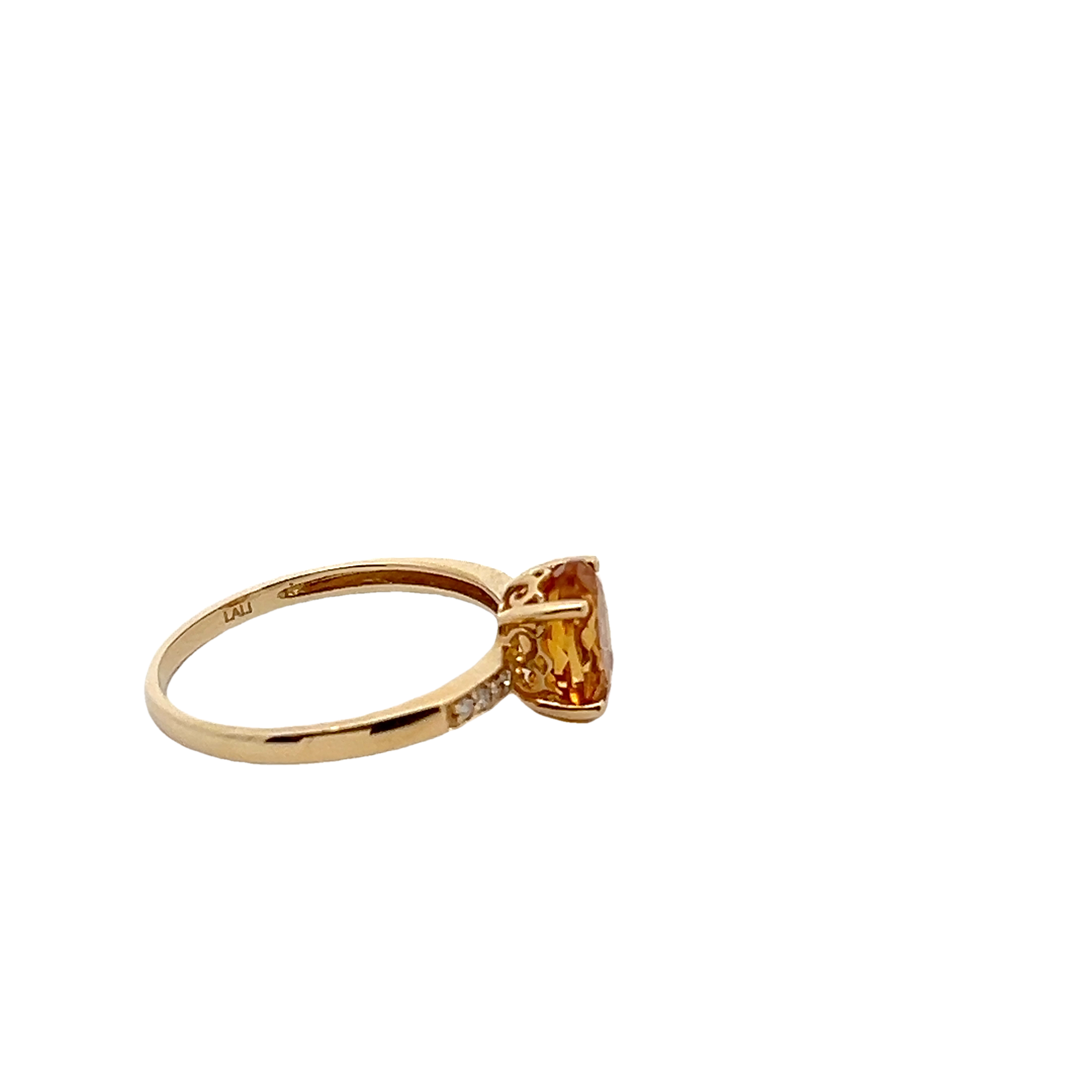 14k Yellow Gold Diamond And Citrine Ring