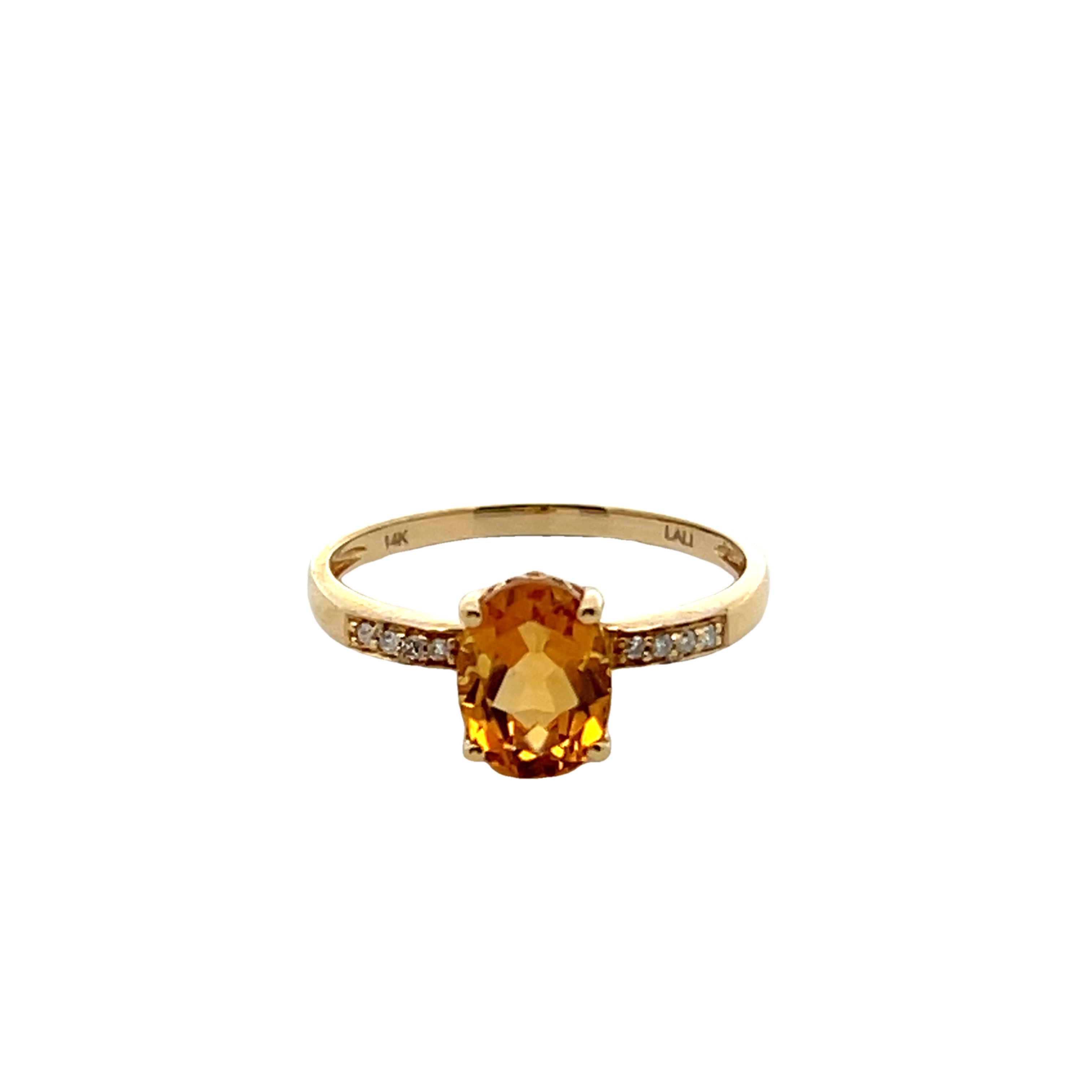 14k Yellow Gold Diamond And Citrine Ring