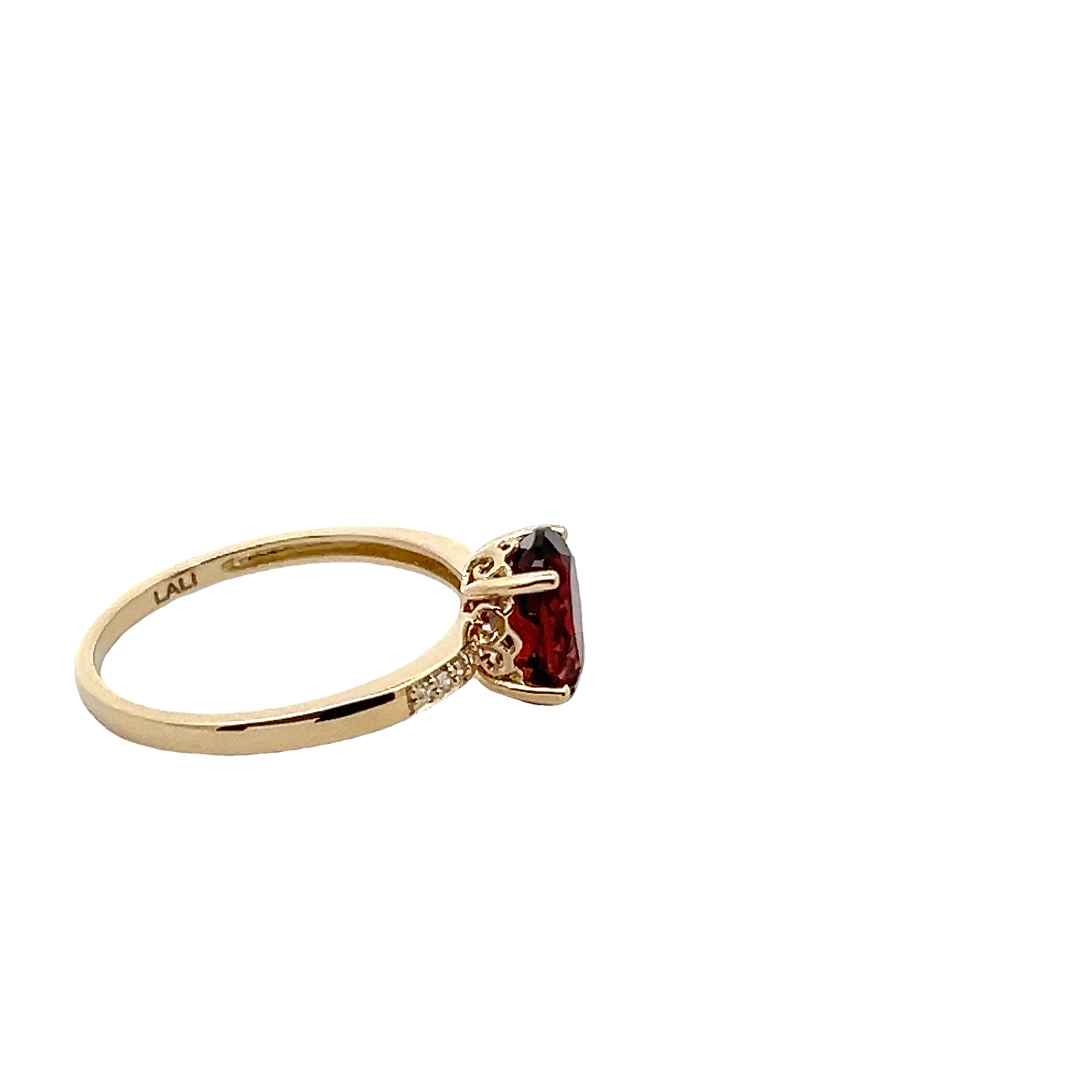 14k Yellow Gold Diamond And Garnet Ring