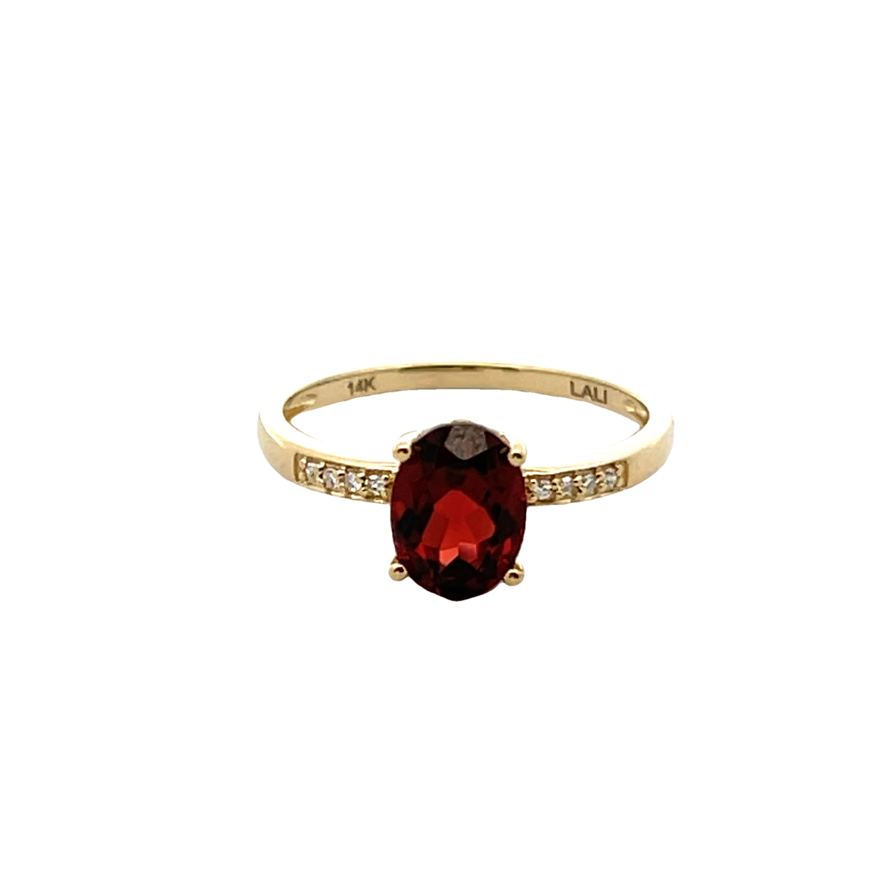 14k Yellow Gold Diamond And Garnet Ring