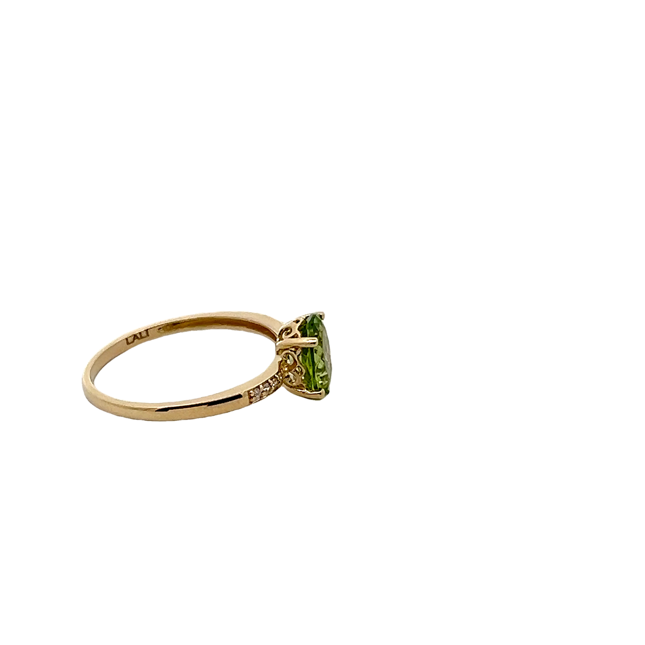 14k Yellow Gold Diamond And Peridot Ring