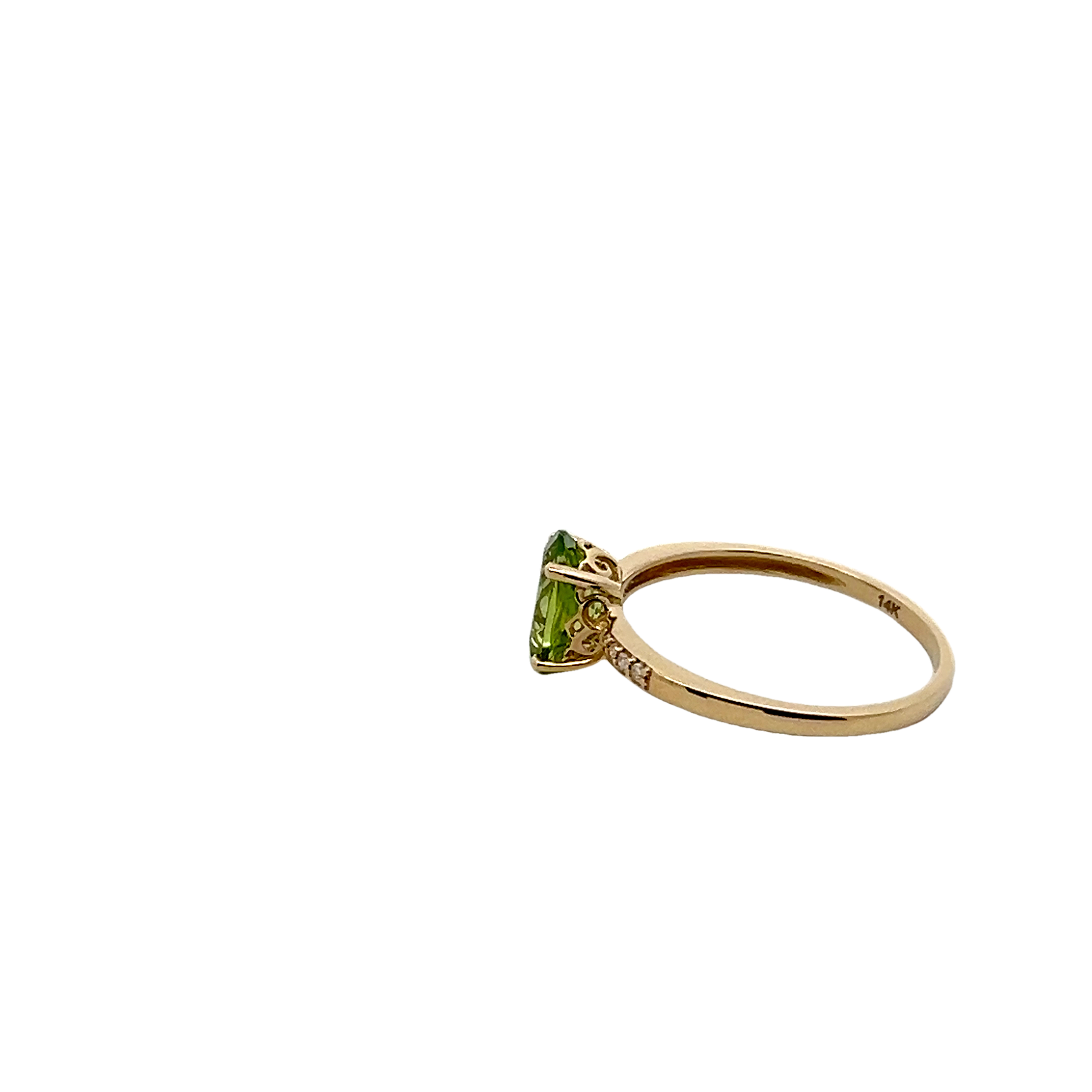 14k Yellow Gold Diamond And Peridot Ring