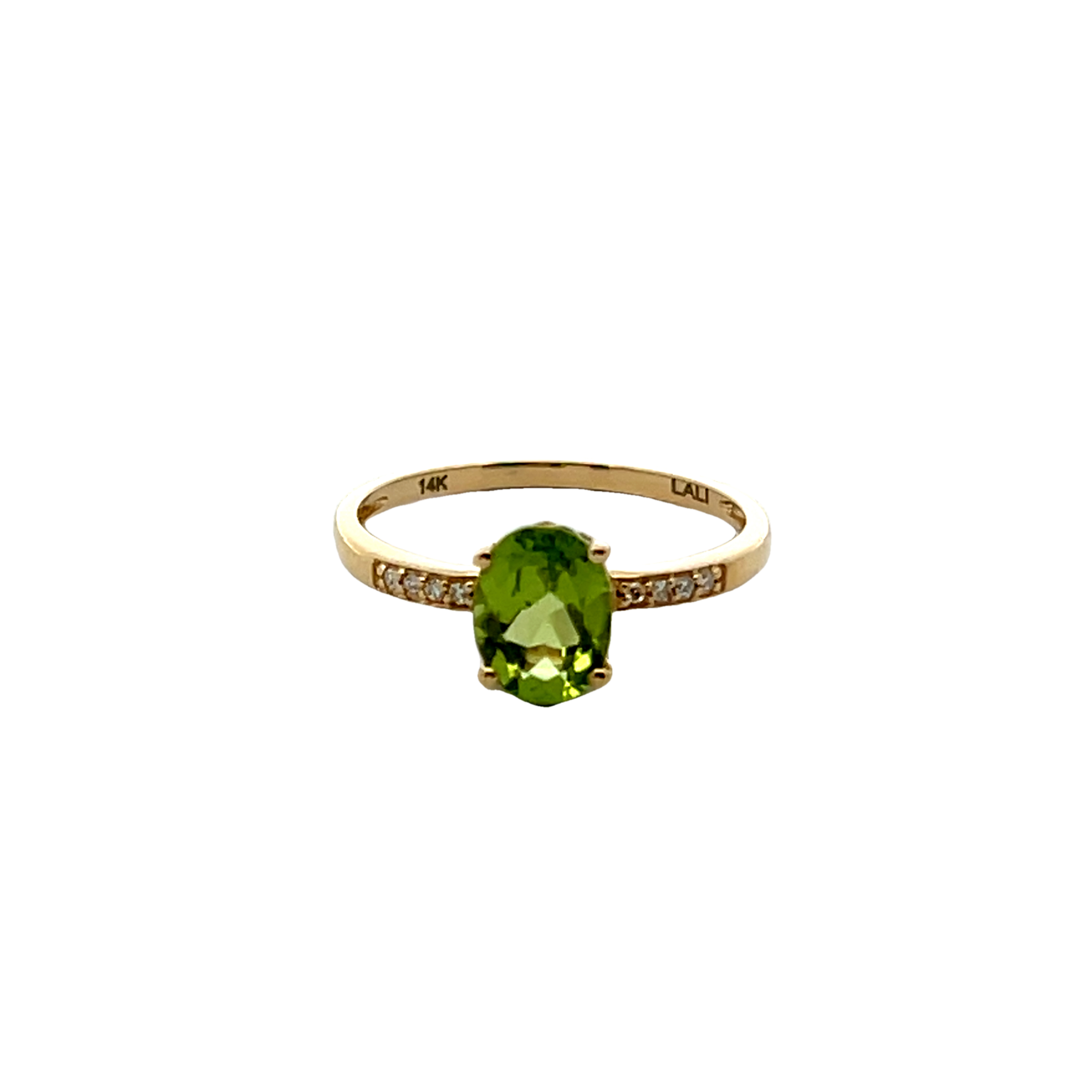 14k Yellow Gold Diamond And Peridot Ring