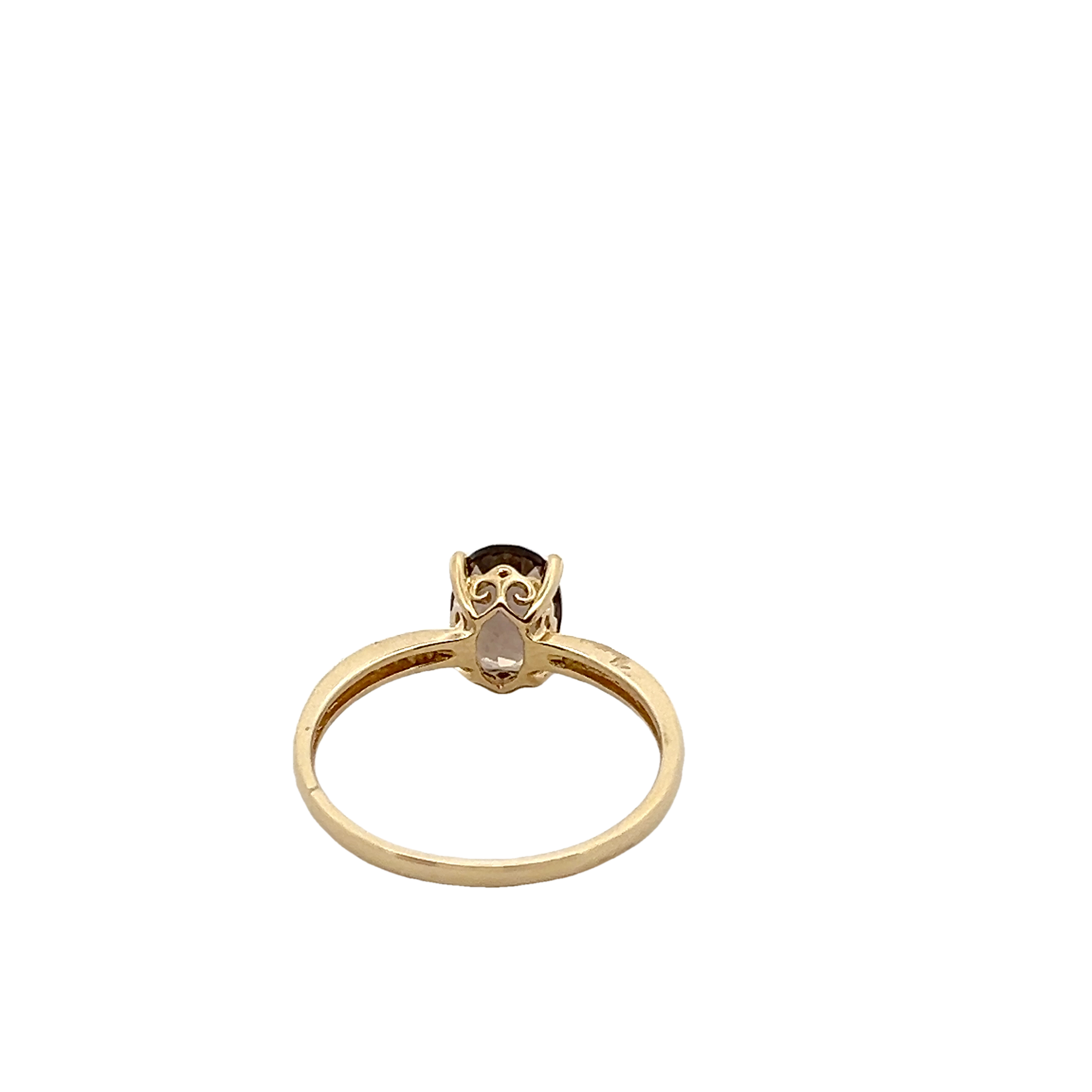 14k Yellow Gold Diamond And Smoky Quartz Ring