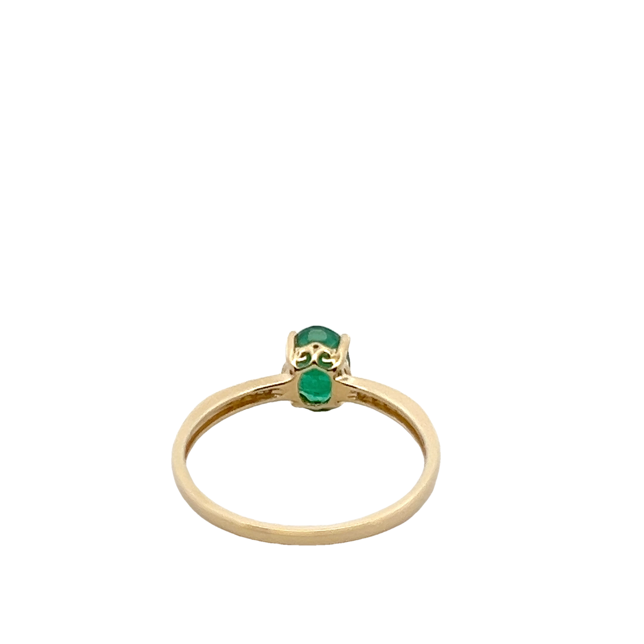 14k Yellow Gold Diamond And Emerald Ring