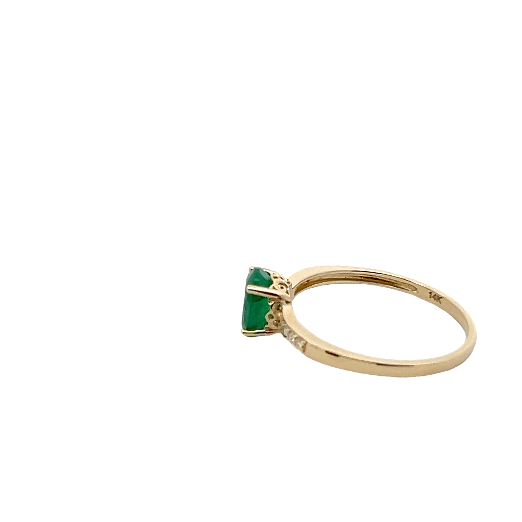 14k Yellow Gold Diamond And Emerald Ring