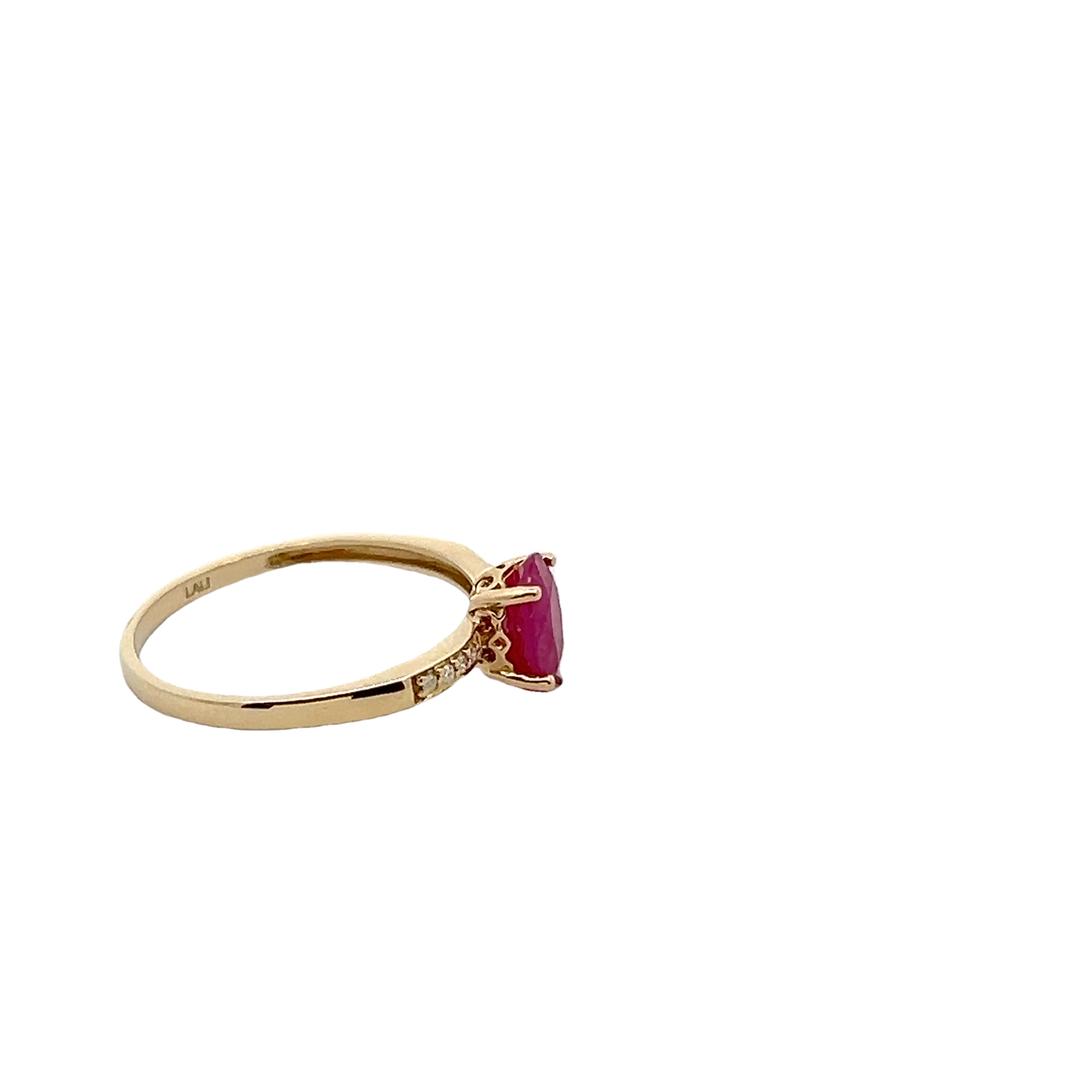 14k Yellow Gold Diamond And Ruby Ring