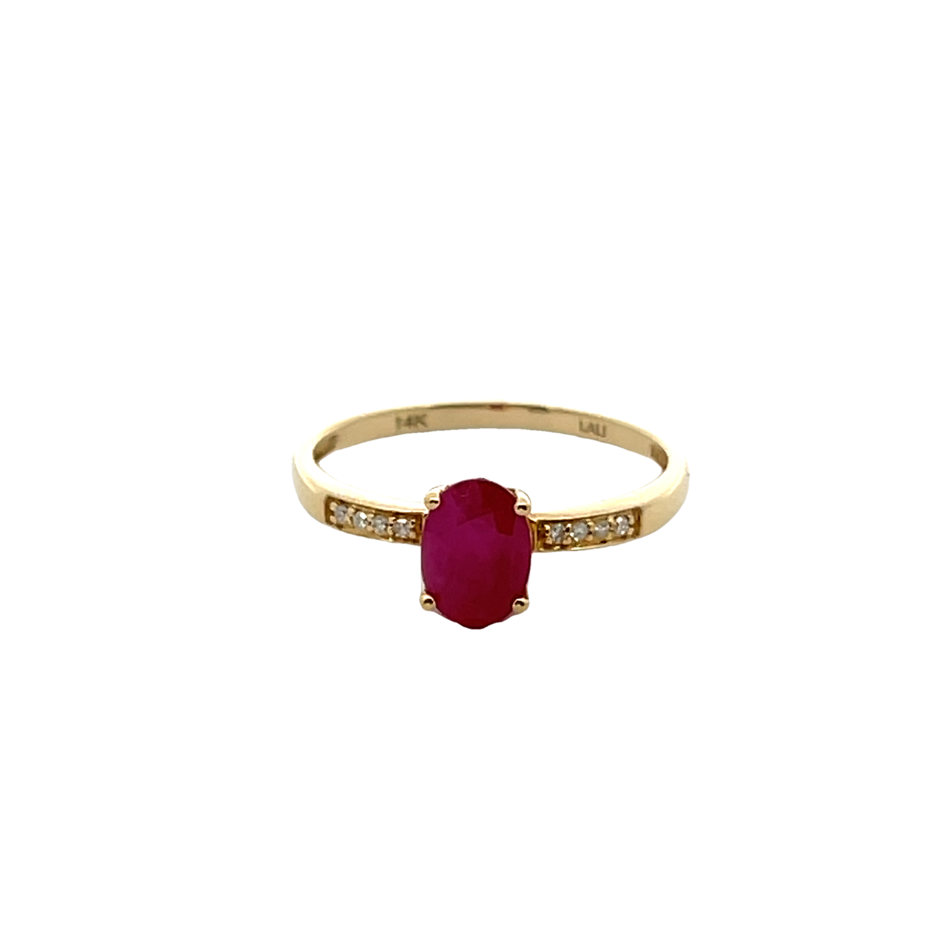 14k Yellow Gold Diamond And Ruby Ring