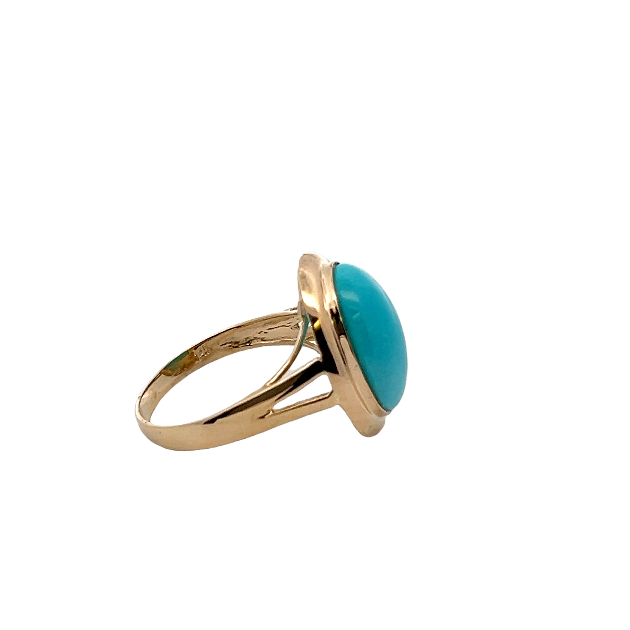 14k Yellow Gold Cabochon Turquoise Ring