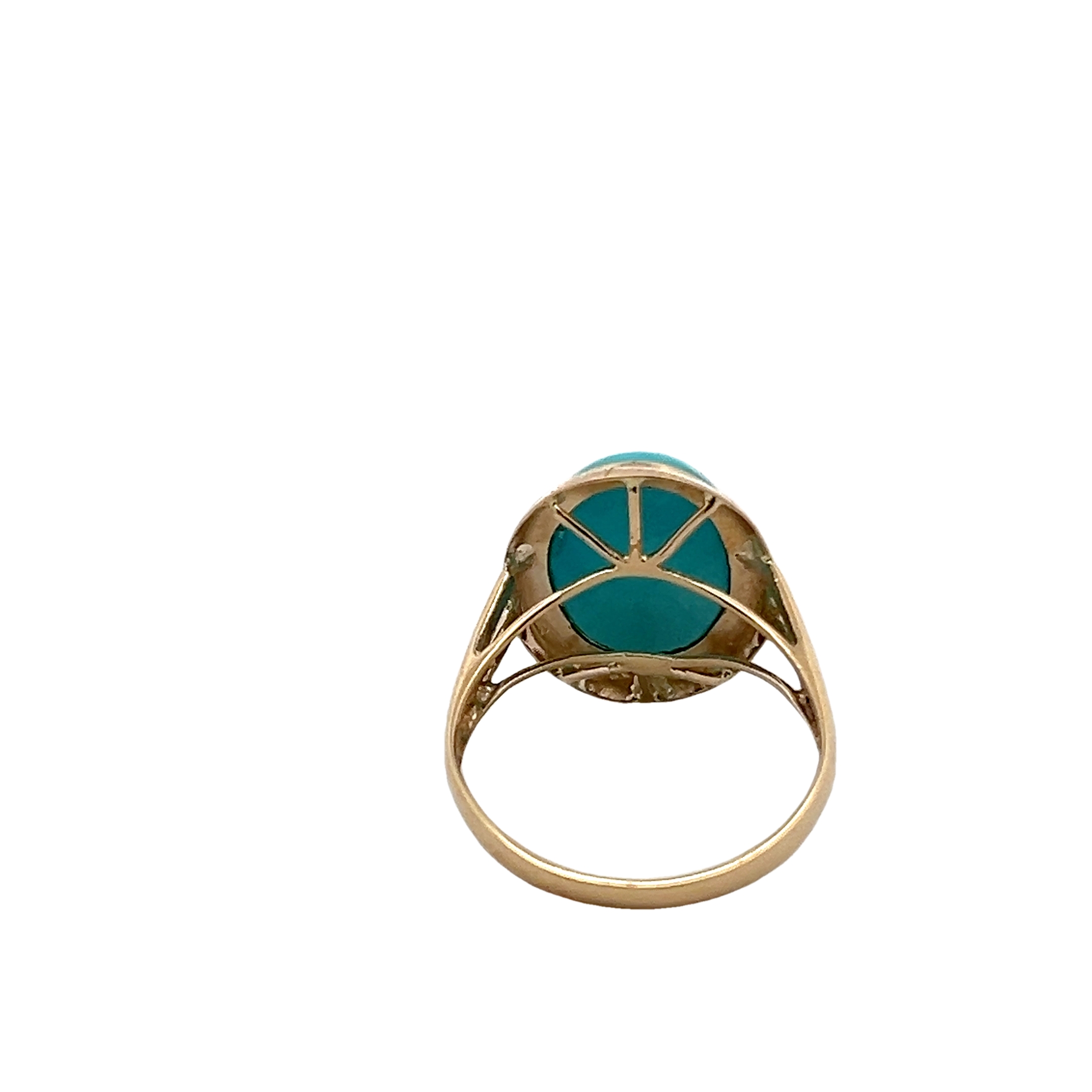 14k Yellow Gold Cabochon Turquoise Ring