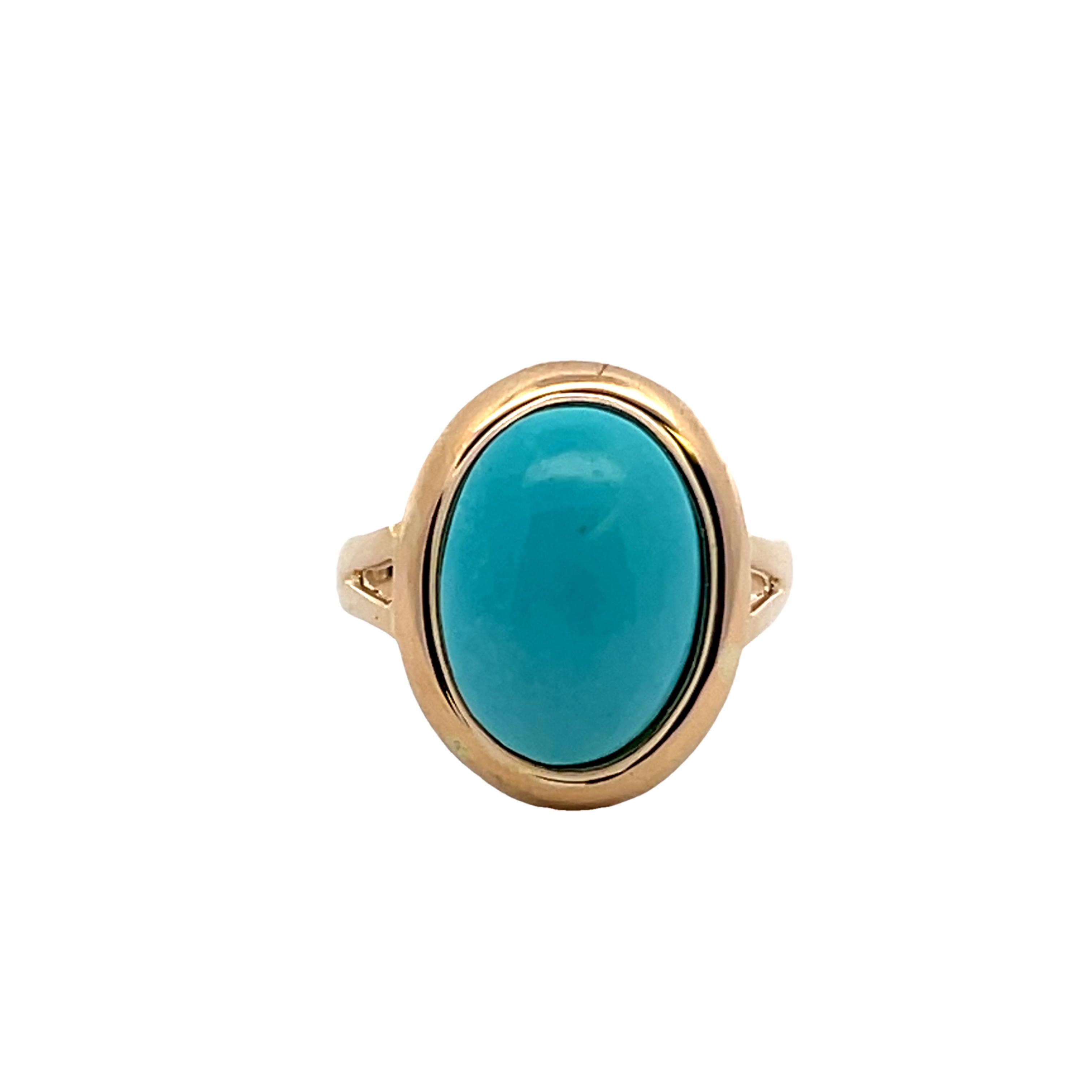 14k Yellow Gold Cabochon Turquoise Ring