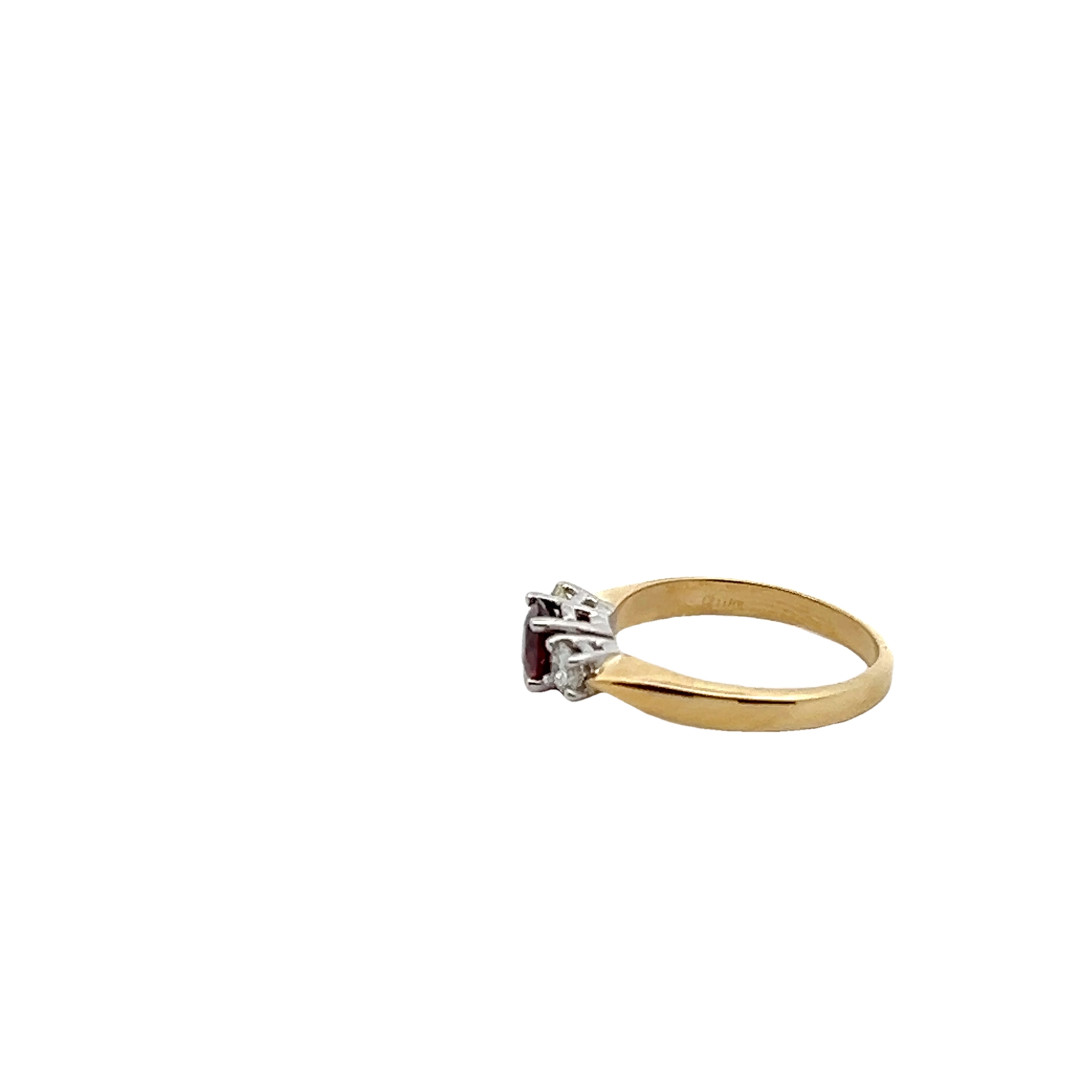 14k Yellow Gold Garnet And Diamond Ring