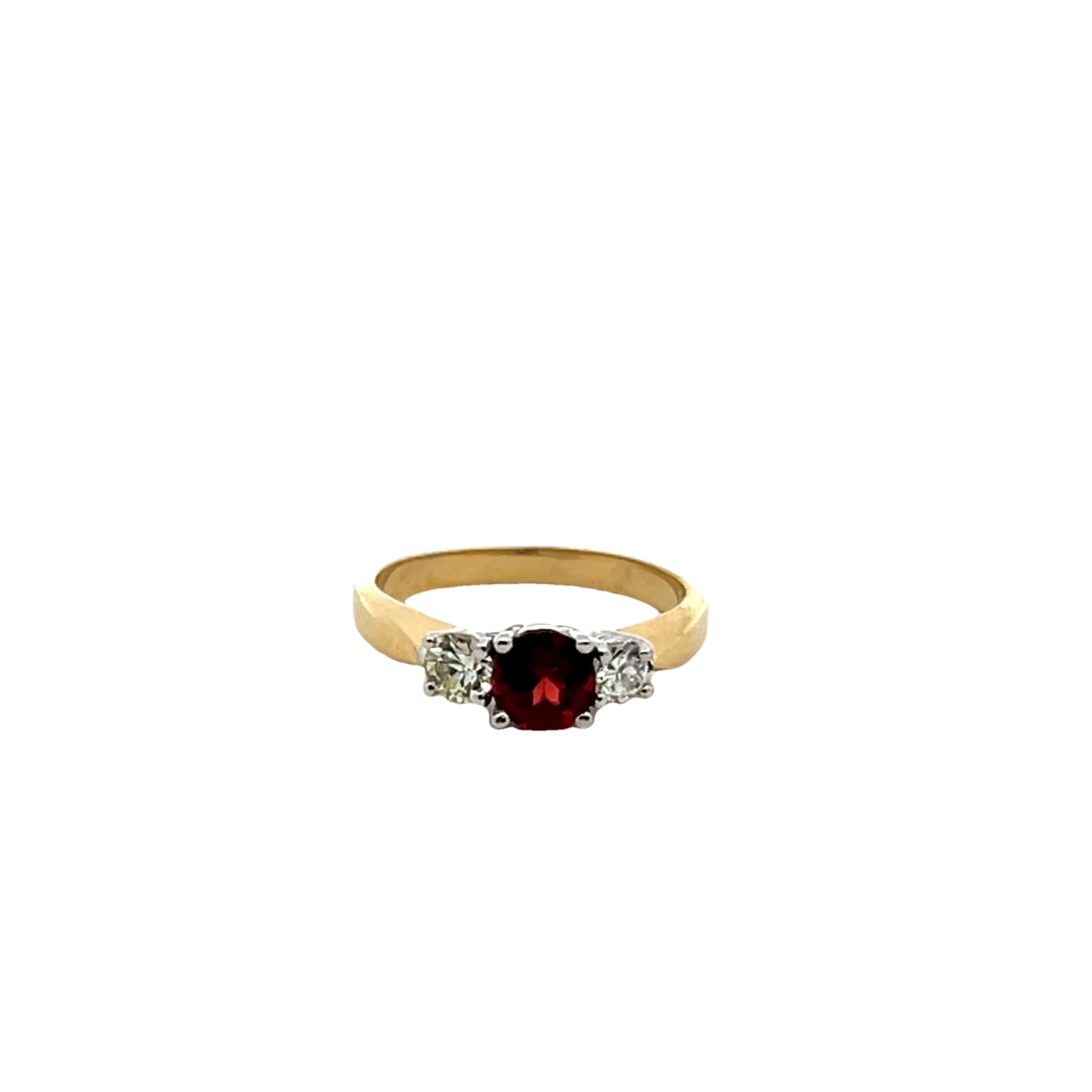 14k Yellow Gold Garnet And Diamond Ring