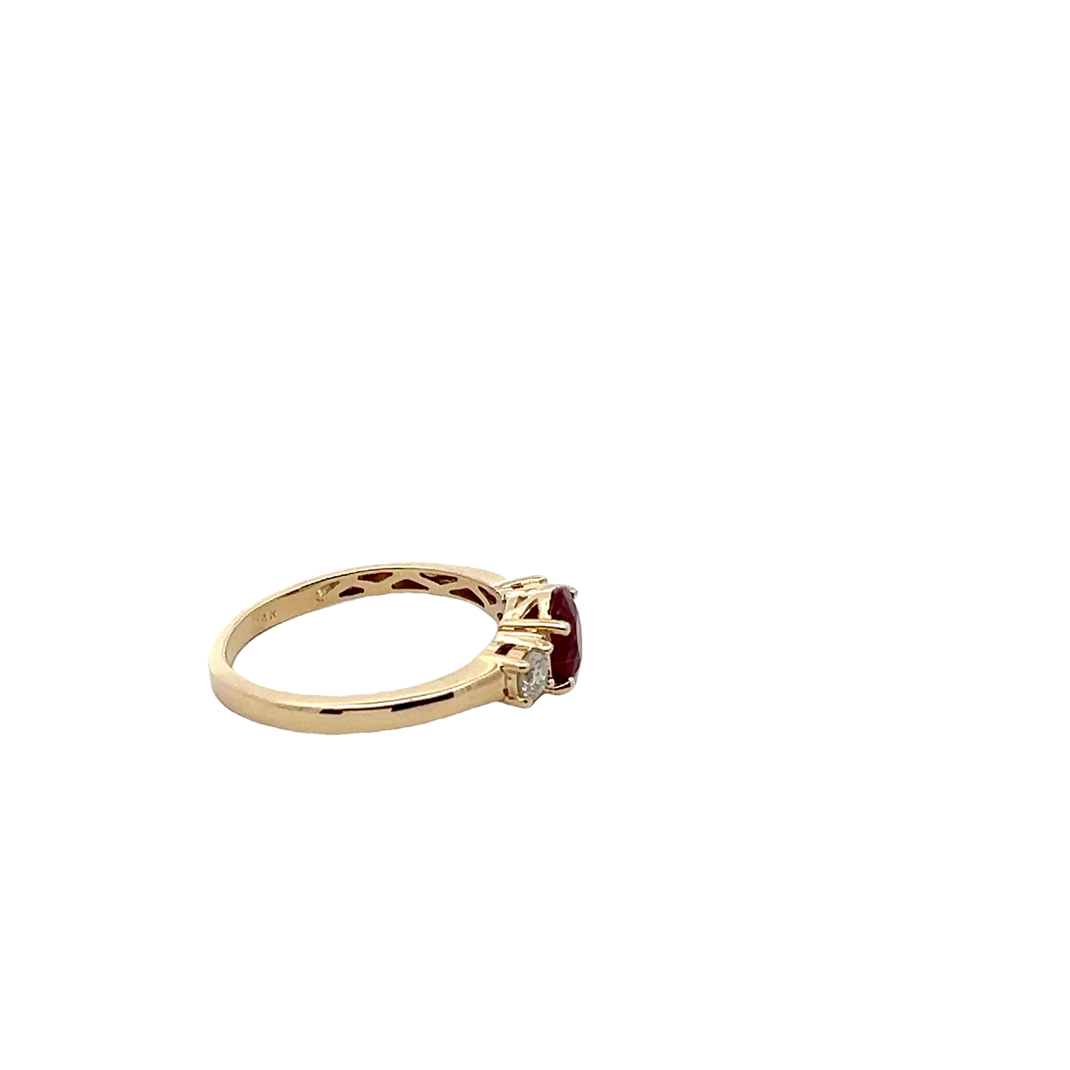 14k Yellow Gold Ruby And Diamond Ring