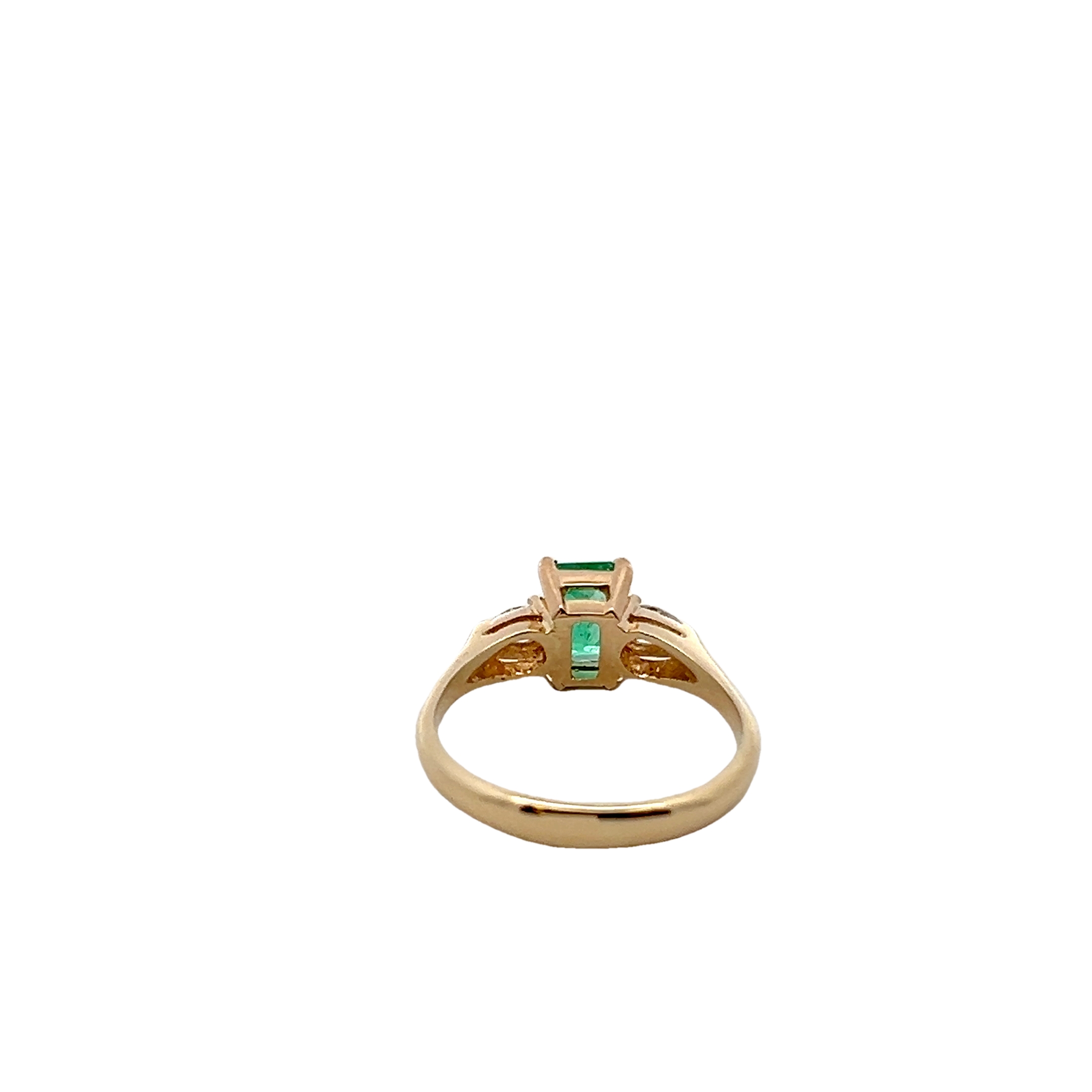 14k Yellow Gold Emerald And Diamond Ring